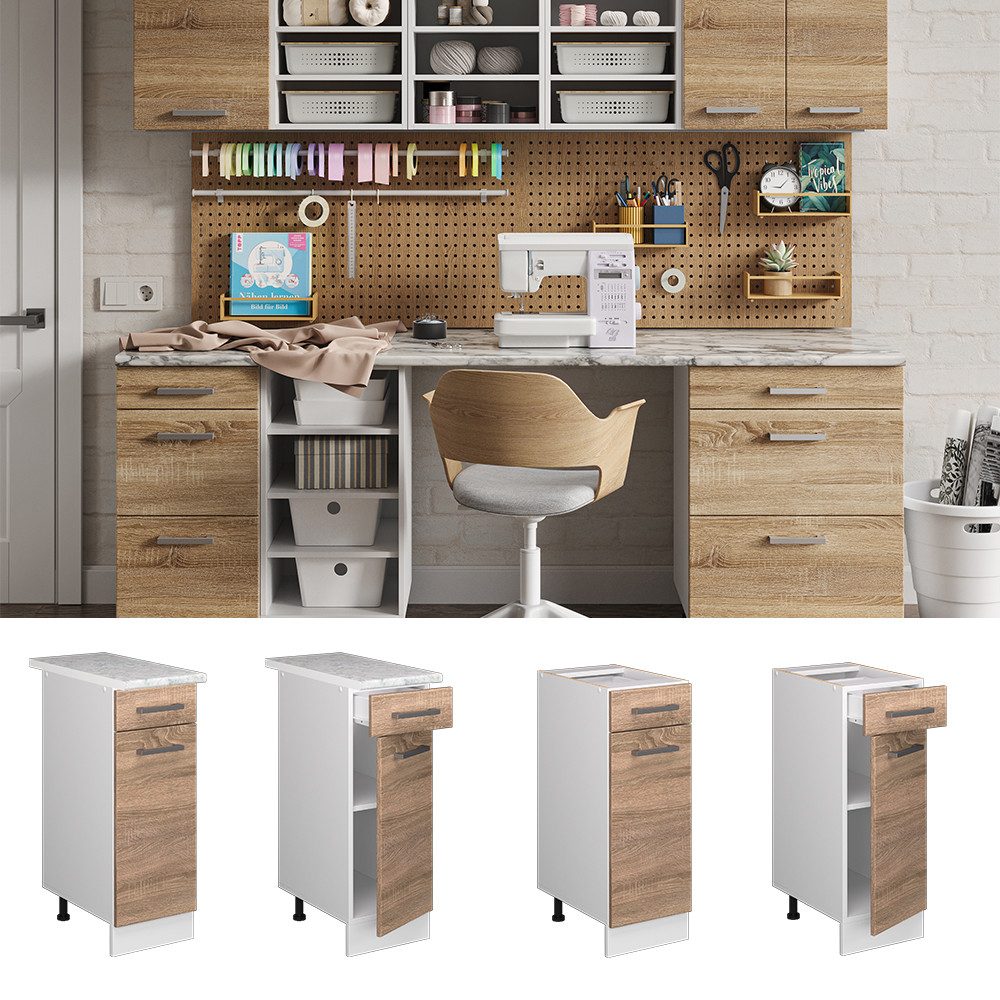 Vicco Schranksystem R-Line, Sonoma/Weiß, 30 cm günstig online kaufen