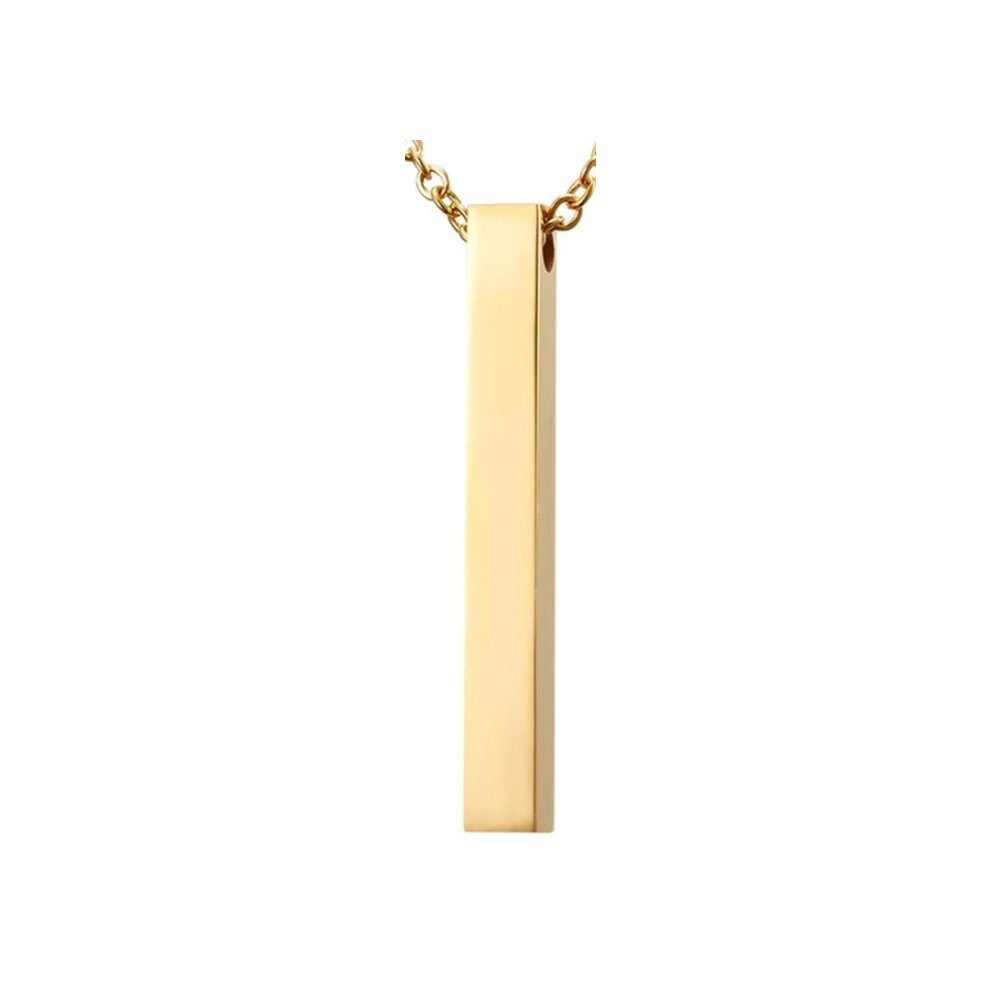 Gravieren Säulenkette Gravur Herren zum Kette Halskette mit für Anhänger Damen Personalisierte mit A&A gold