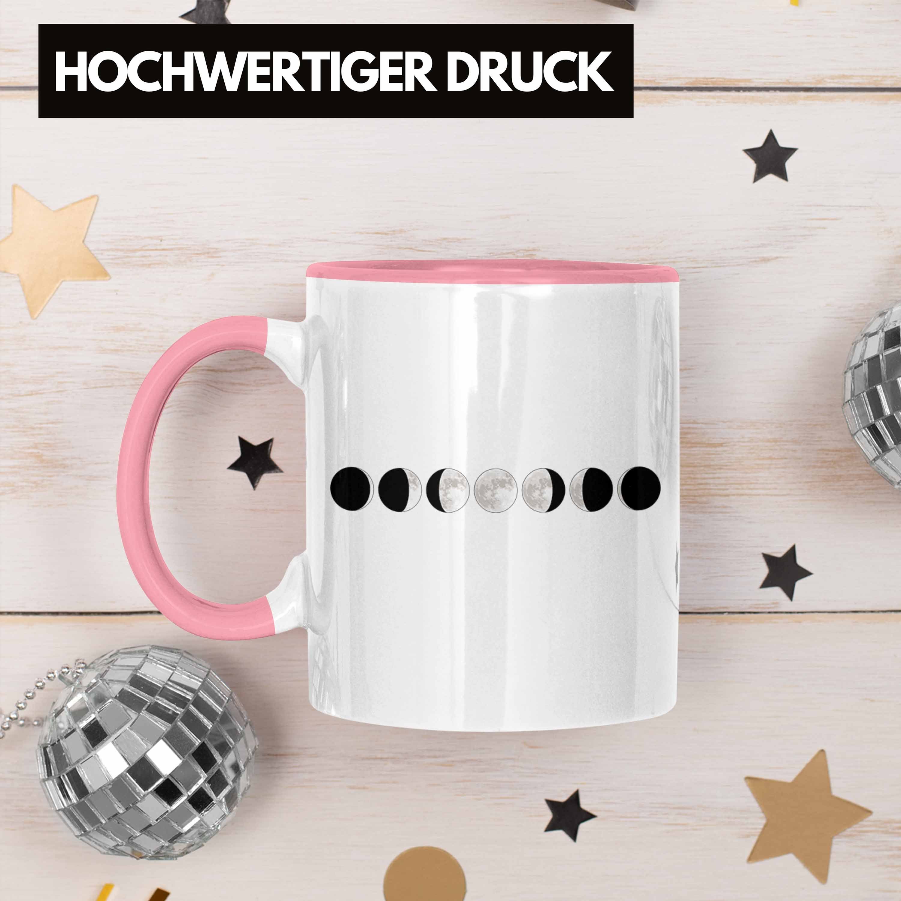 Trendation Tasse Geschenk Rosa Astronomie-Liebhaber Tasse für Mondphasen