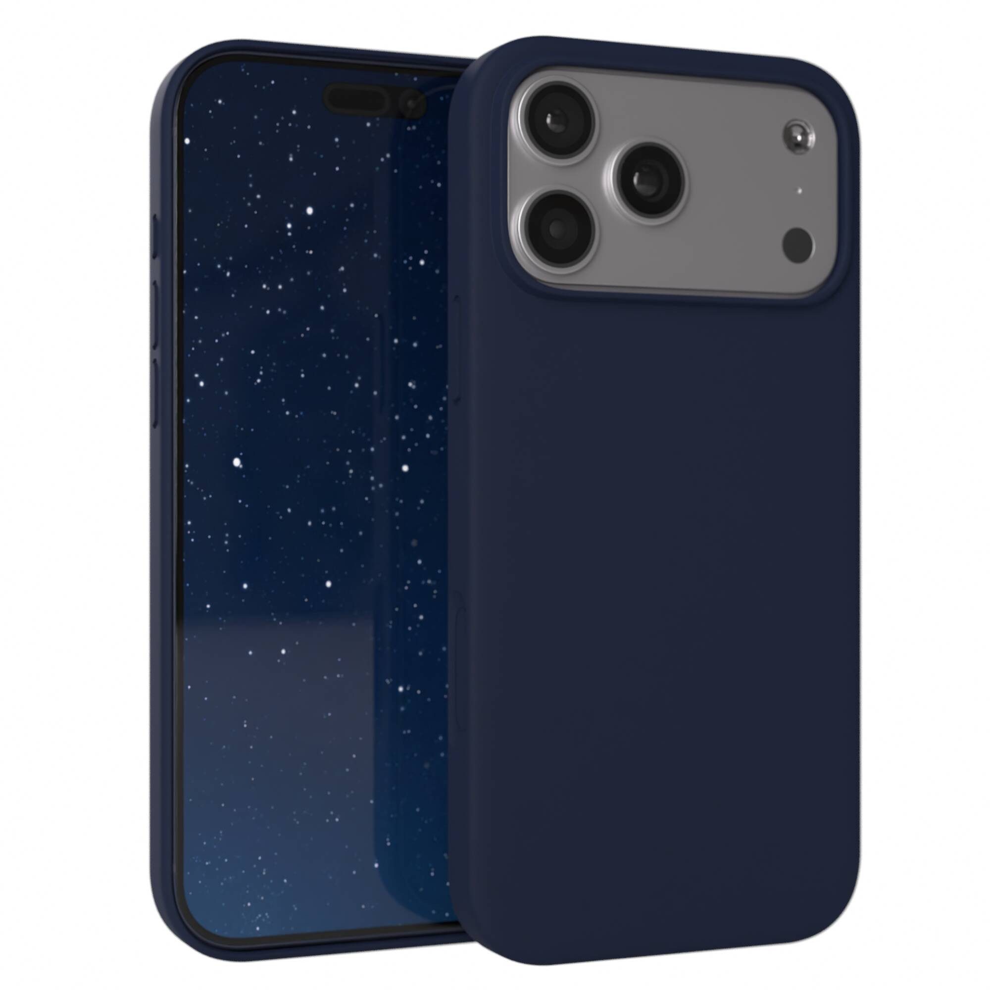 EAZY CASE Handyhülle für Apple iPhone 17 Pro Max Hülle Silikon 6,9 Zoll, Handy Softcase Hülle Silikon mit Displayschutz Case Blau / Nachtblau