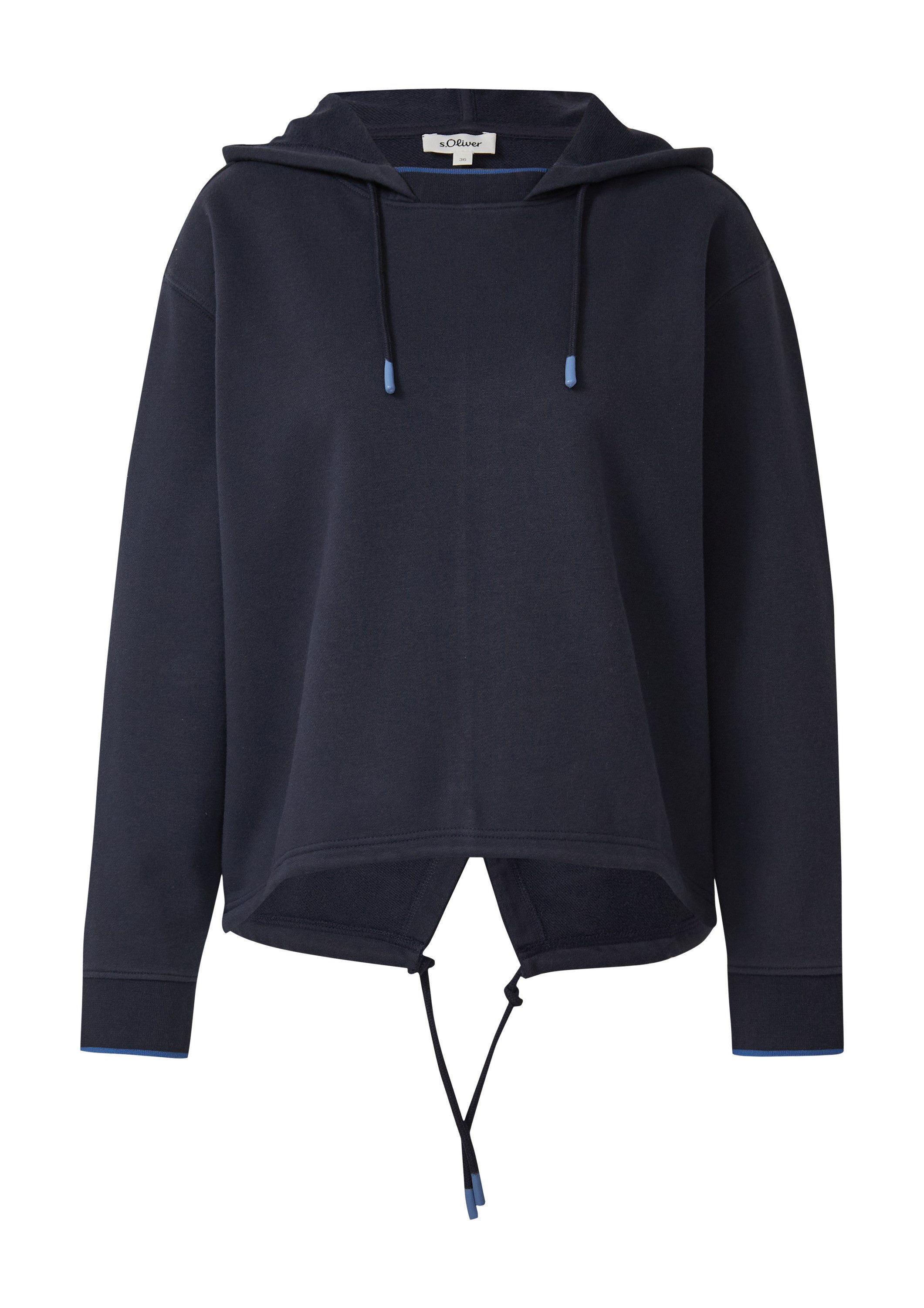 s.Oliver Sweatshirt Sweatshirt Hoodie mit Schlitz im Rückteil