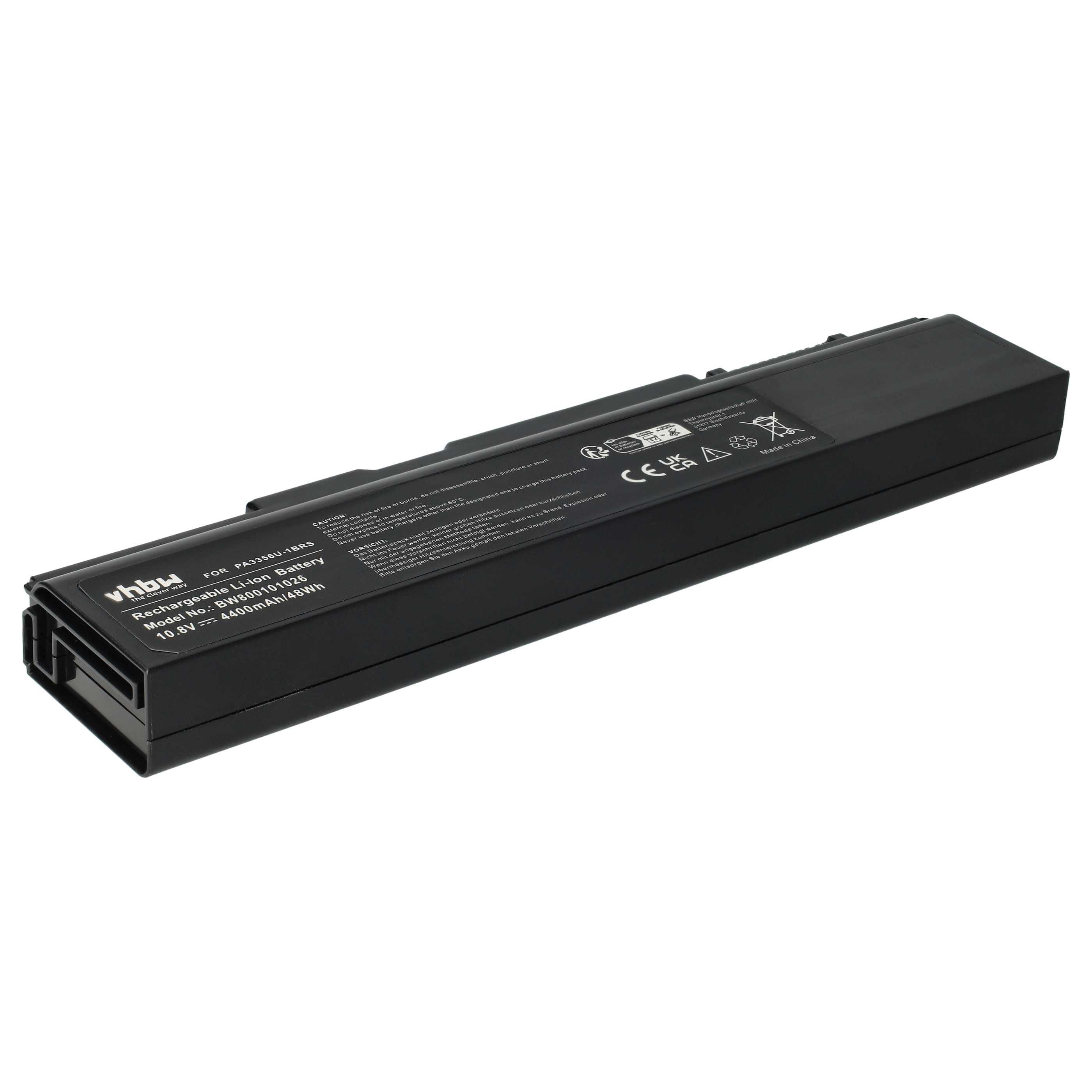 vhbw Akku passend für Toshiba Tecra M9-1B7, M9-156, M9-15T, M9-14F, Laptop-Akku Akku Li-Ion 4400 mAh (10,8 V, 1 St), Leistungsfähiger Austausch-Akku für Notebook, Wiederaufladbar, Jede