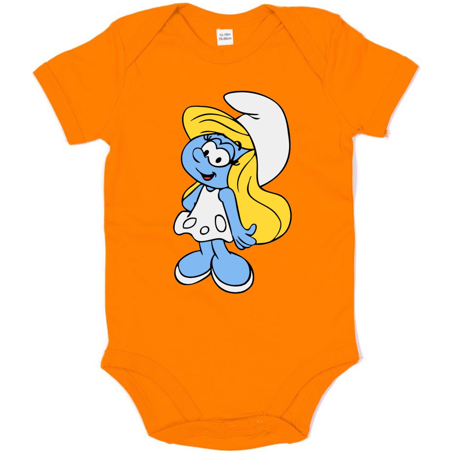 Blondie & Brownie Strampler Kinder Baby Schlumpfine Schlümpfe Papa Schlumpf Schlumpfhausen Smurf Orange