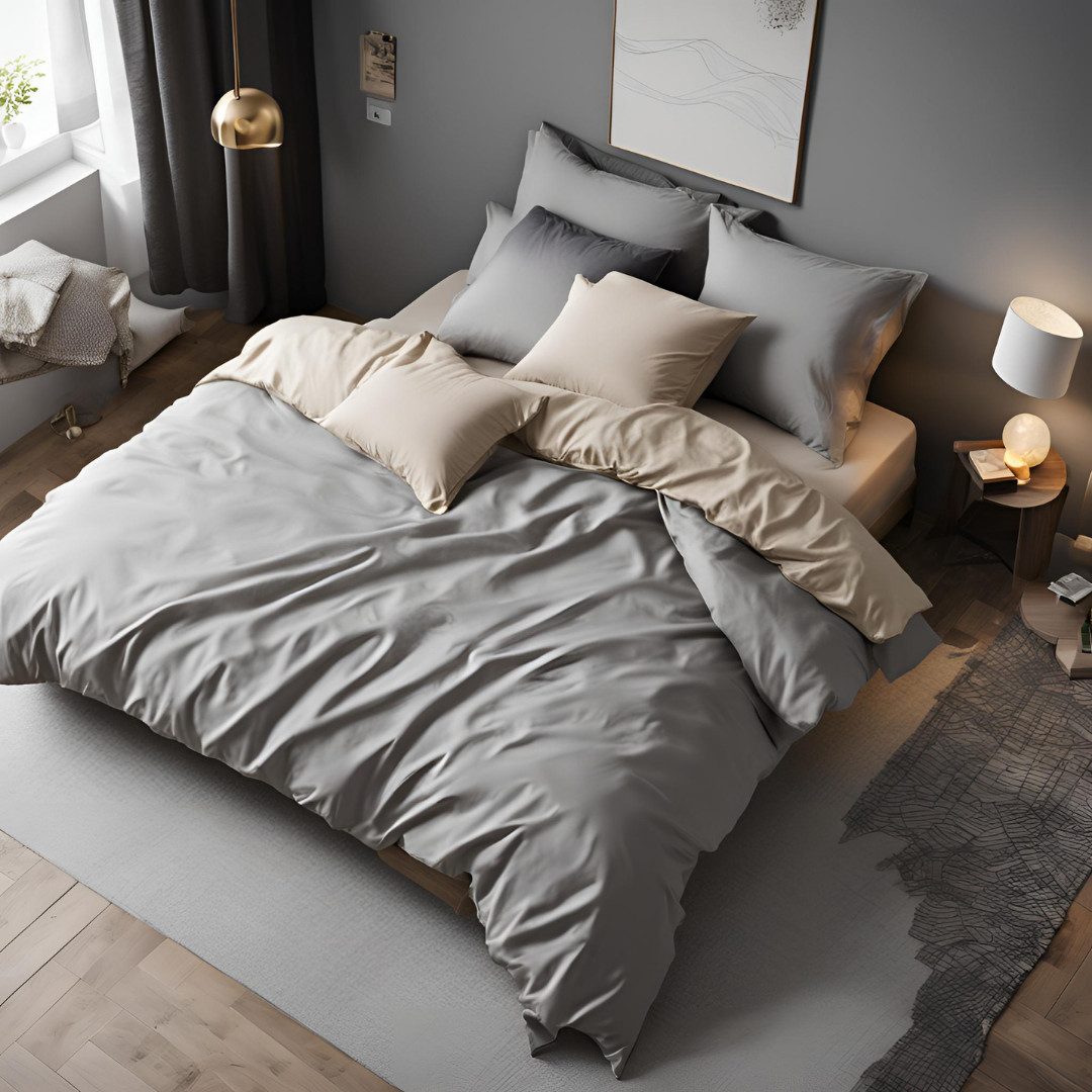 Formeya Bettwäsche Wendebettwäsche Doppelbett 200x220 cm mit Spannbettlaken 4-teilig