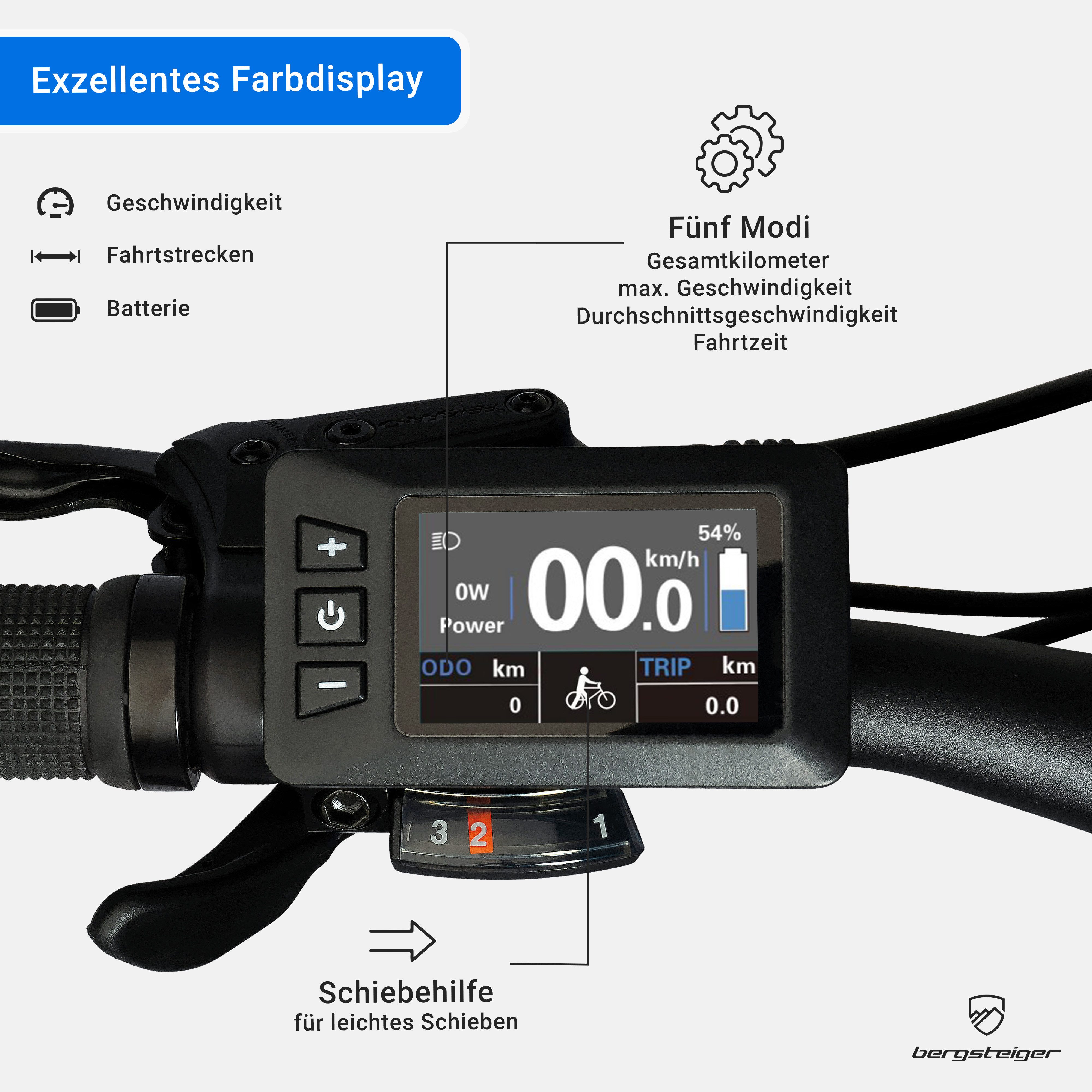 bergsteiger E-Bike London 20 Zoll E-Bike Klapprad mit 250 Watt Motor, Damen, Herren, 7 Gang, Heckmotor, Scheibenbremsen