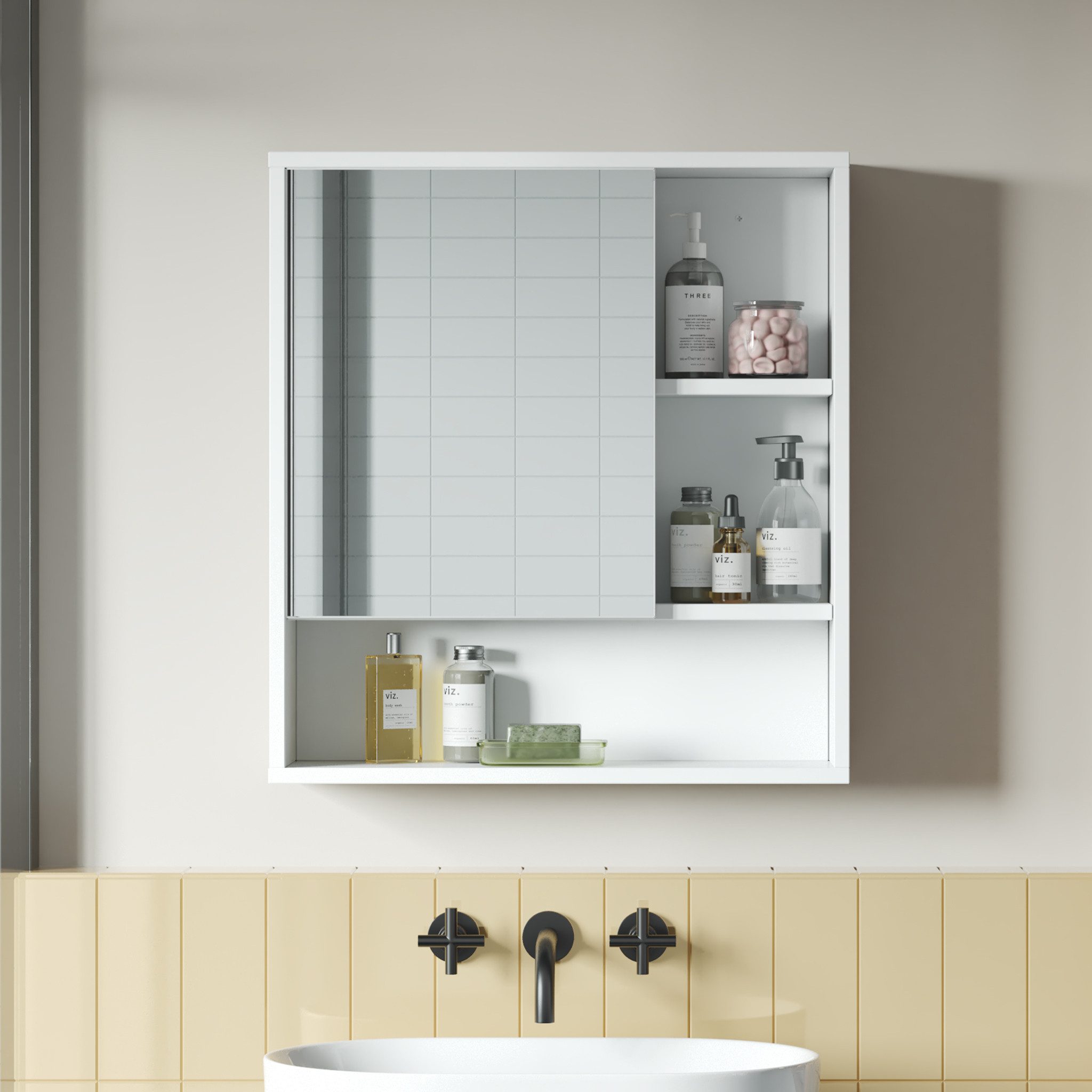 Mondeer Badezimmerspiegelschrank Badezimmerspiegel Wandmontierter Verstellb günstig online kaufen