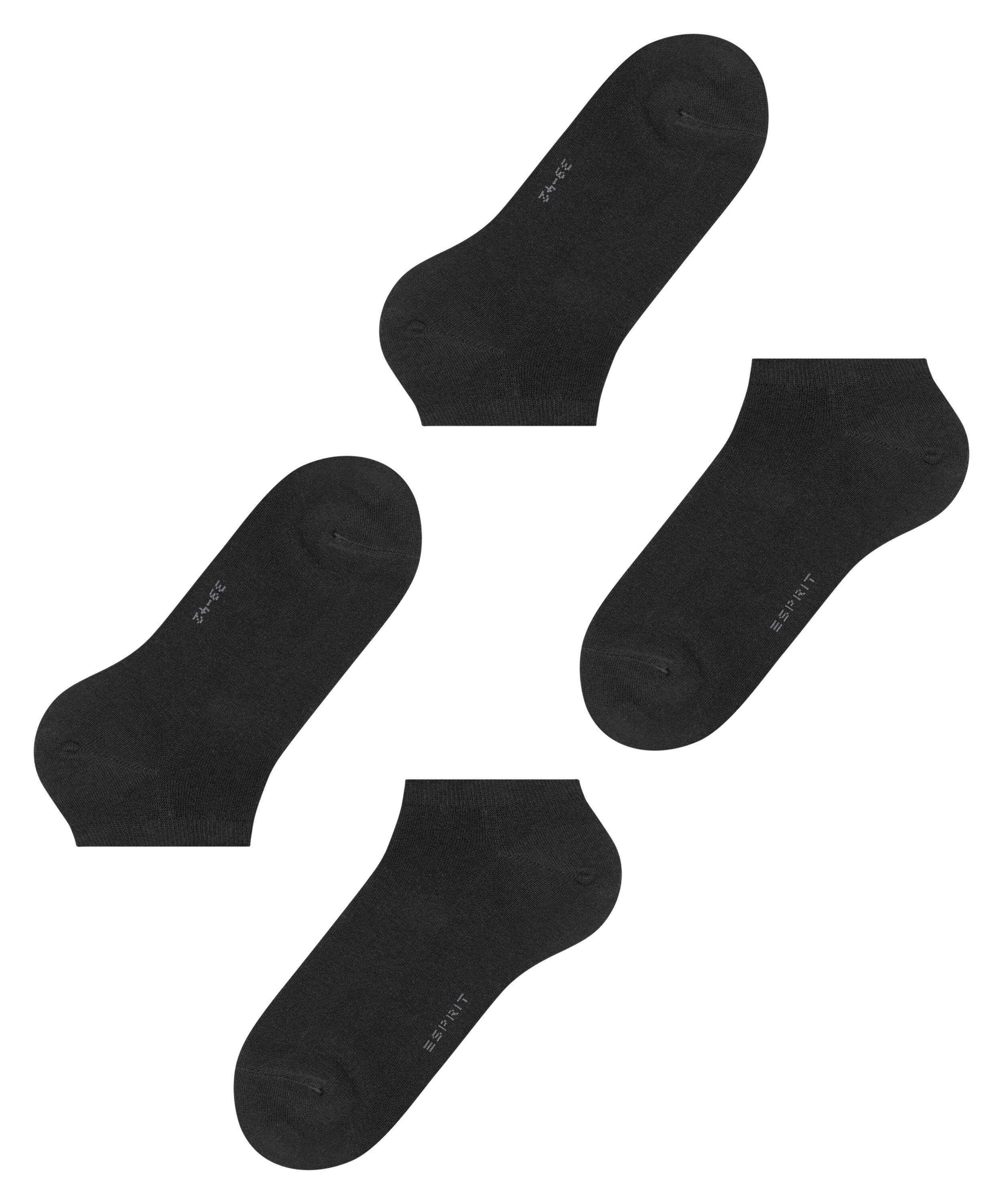 Esprit Sneakersocken Basic Uni 2-Pack (2-Paar) mit hohem Baumwollanteil black (3000)