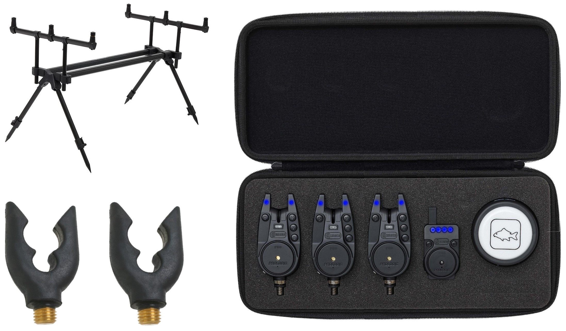 Prologic elektronischer Bissanzeiger SPAR SET C-Series 3+1+1 ALL BLUE + C-Series Rod Pod + Rutenauflagen, (Spar-Set), Sie sparen über 69€ gegenüber den Einzelkauf