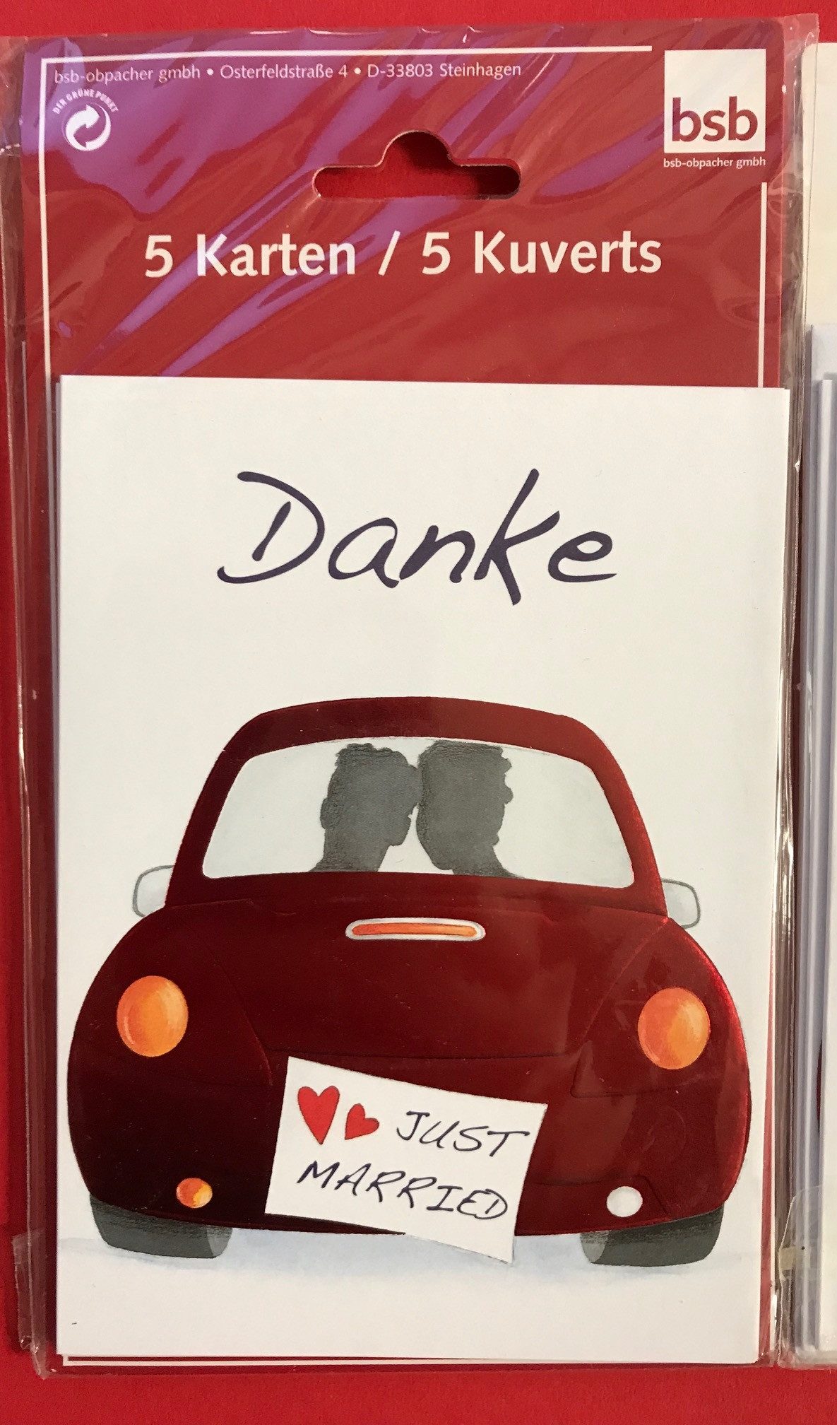 Thumbnail - BSB Grußkarten Hochzeit - Danksagung - 5 Karten – 5 Umschläge – im Format 10,5