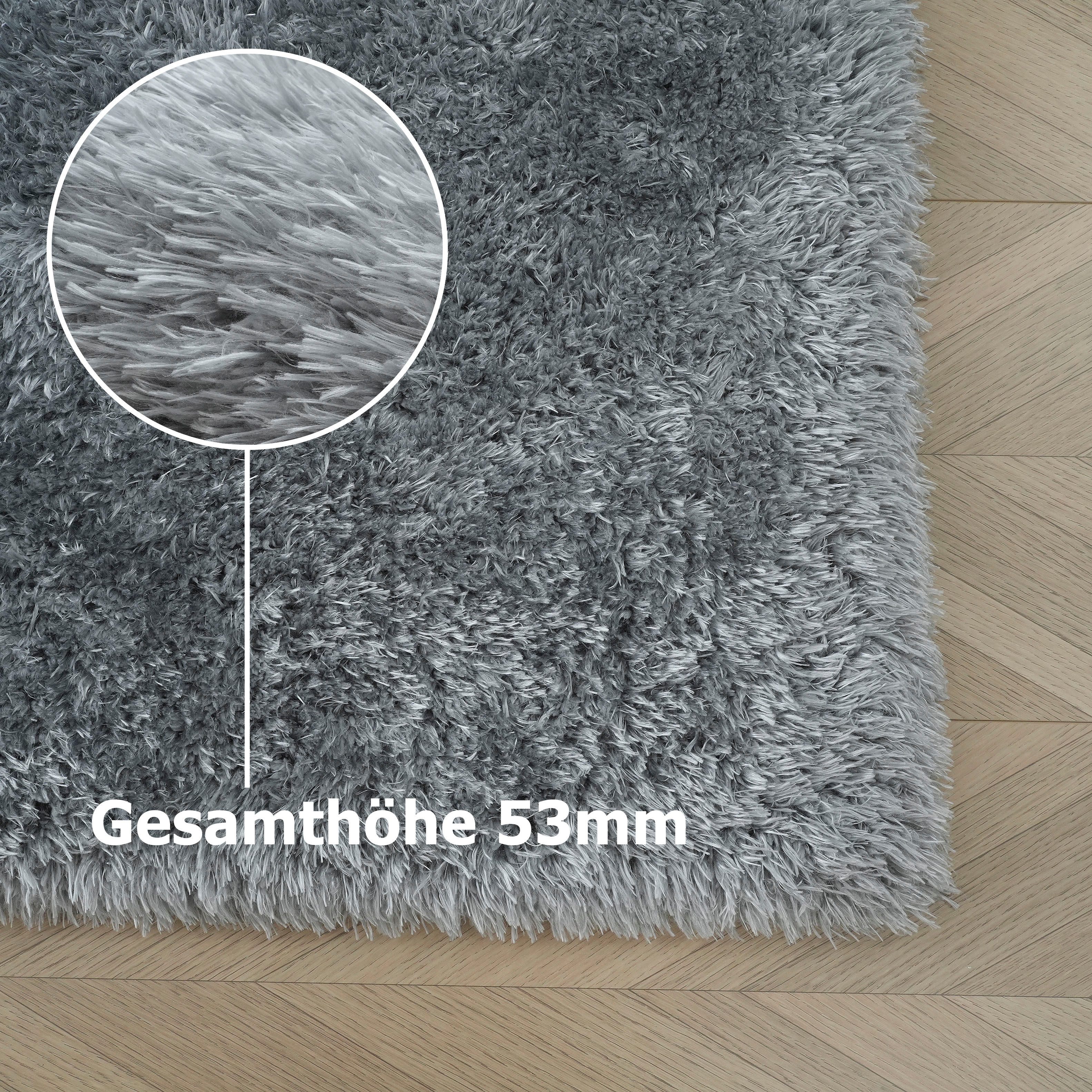 OTTO home Hochflor-Teppich Micro Shaggy, aus weicher Mikrofaser, rechteckig, Höhe: 53 mm, weich, flauschig, Uni-Farben, Wohnzimmer, Schlafzimmer, Kinderzimmer – Bild 5 von 5