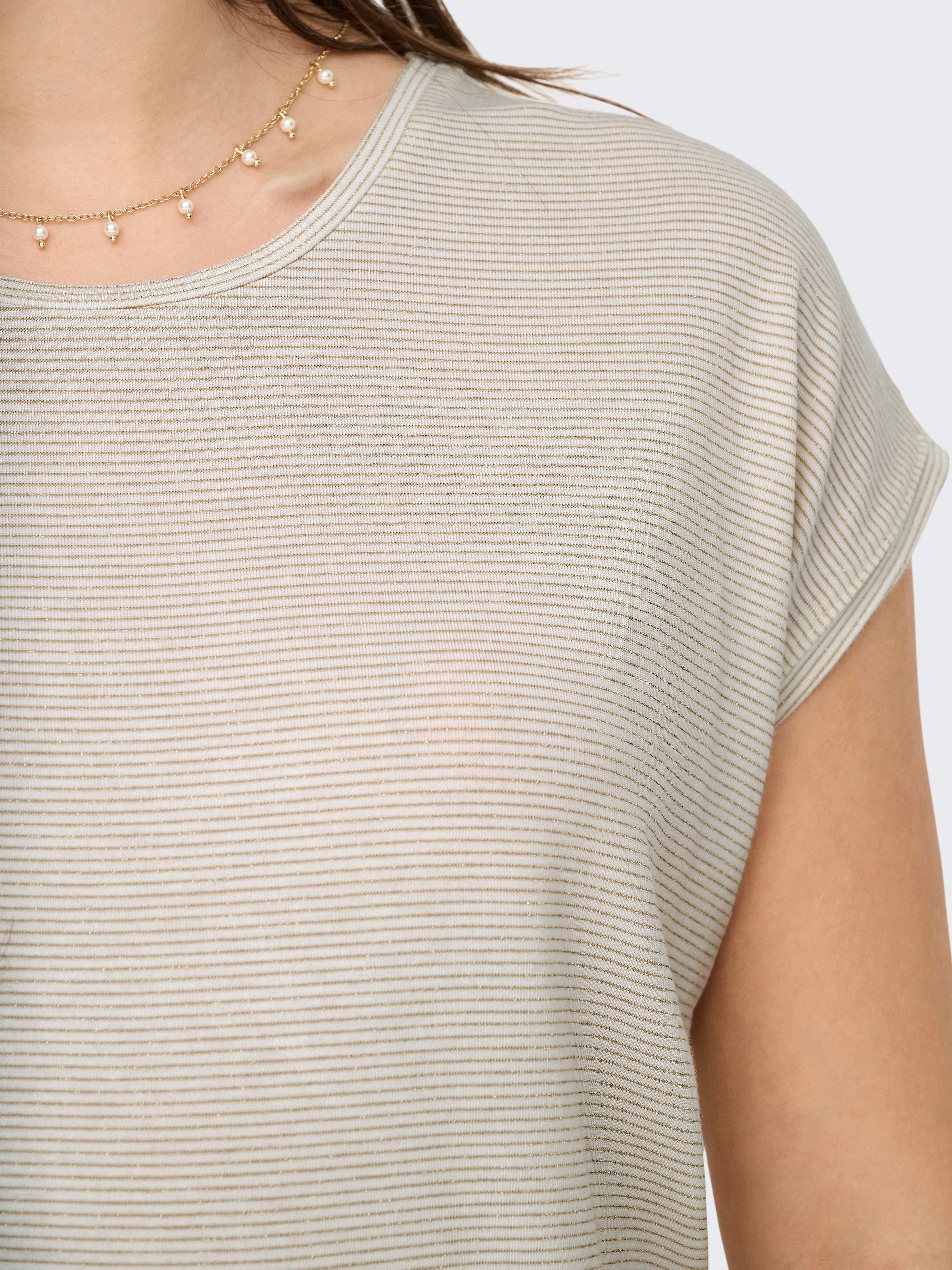 ONLY Kurzarmshirt ONLCLAUDIA S/S GLITTER STRIPE TOP JRS