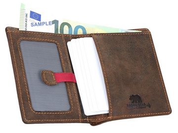 Brown Bear Geldbörse SLCP 8005 - Smart Wallet für 8 Karten mit RFID Schutz, aus Echtleder mit Slide-Out-Fach und Sichtfenster Braun Vintage