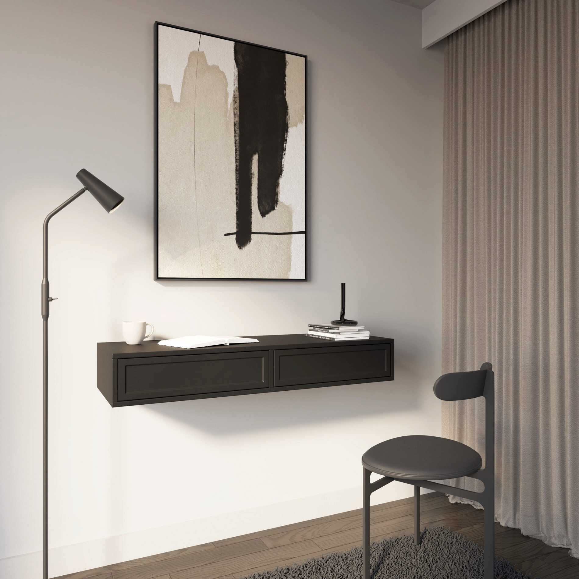 Selsey Schminktisch VENA, Wandhängender Schminktisch mit 2 Schubladen, 110 cm breit