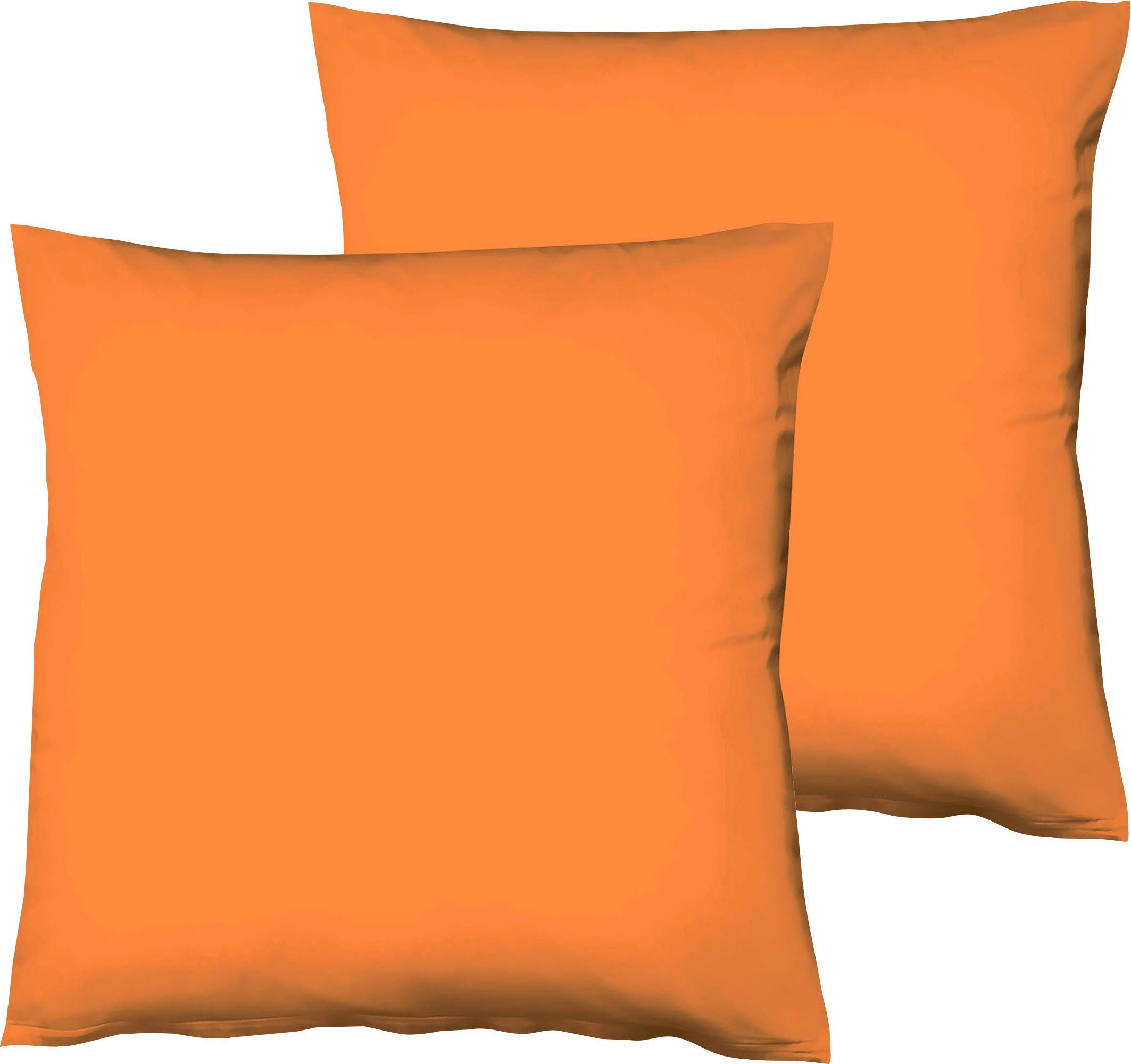 fleuresse Kissenbezug Colours Mako Satin, 100% Baumwolle, mit Reißverschluss, (2 Stück), Mako Satin, glänzend, glatt, Premium Qualität
