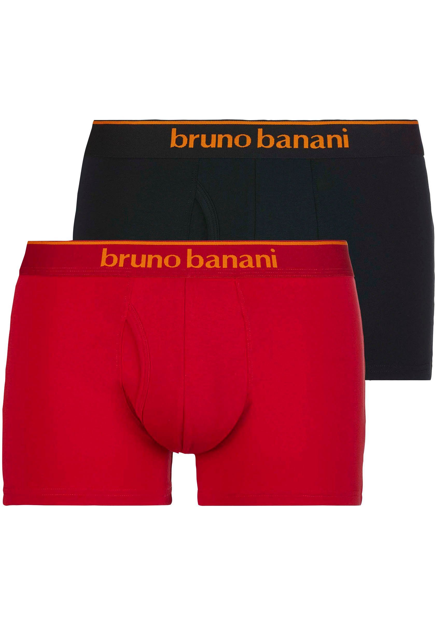 Bruno Banani Boxershorts 2Pack 2-St) Access (Packung, Details Quick Kontrastfarbene Short rot-schwarz