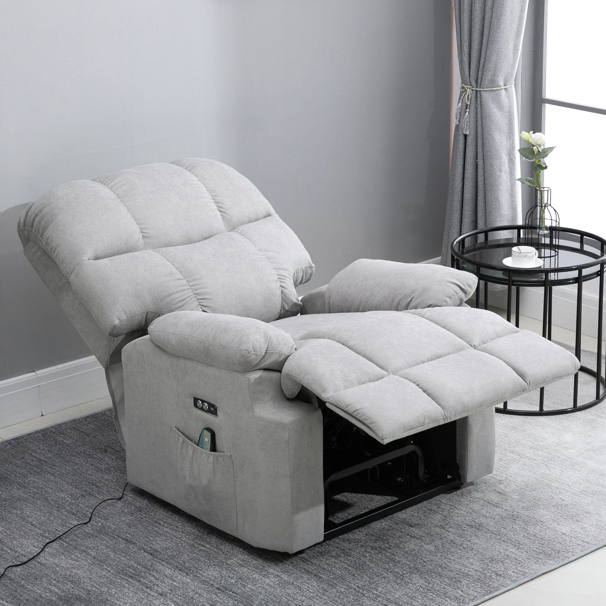 Vibrationsköpfe Fernsehsessel), kg 150 Aufstehhilfe, mit 1-St., Sessel (Relaxsessel, Massagesessel HOMCOM belastbar bis 8