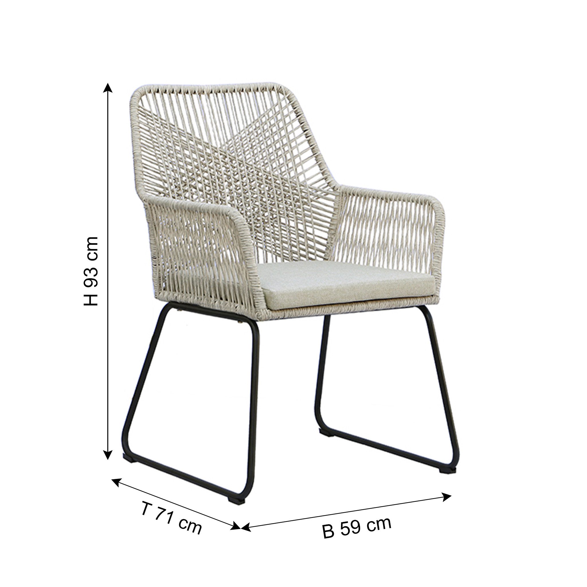 faee Gartenstuhl Tabarca, Stahlgestell mit Korbgeflecht, inkl. Sitzkissen