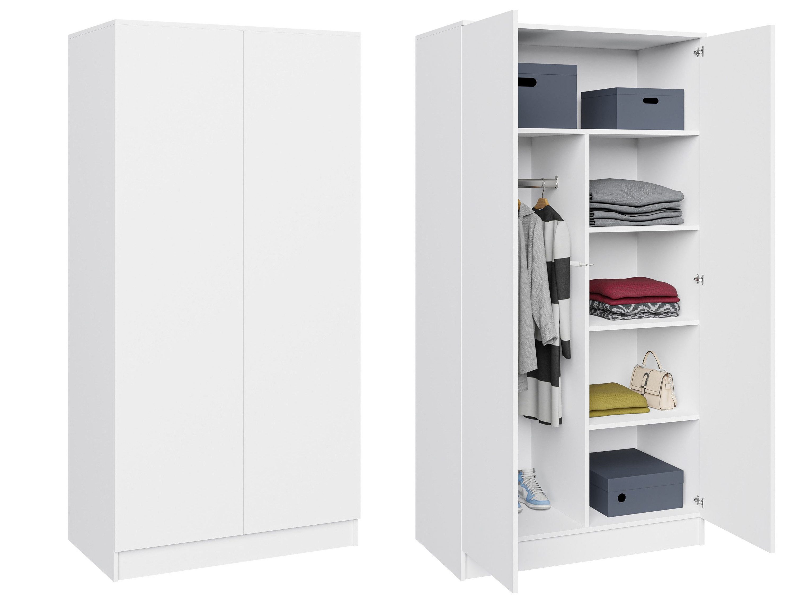 Beautysofa Kleiderschrank Zweitüriger mit Drehtürenschrank LOOK (Breite: 90 cm, Modernes TIP-ON Öffnungssystem (griffloses Öffnen möglich) Erhältlich mit oder ohne Schubladen
