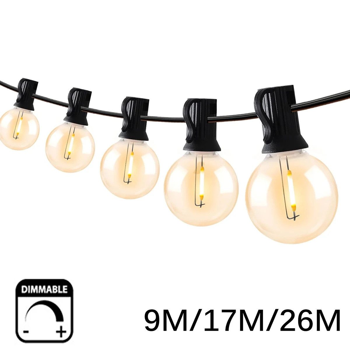 Athlix LED-Lichterkette LED-Lichterkette Lichterkette Led Außen IP44 Wetterfest Wasserdicht, Wasserdicht Glühbirnen Warmweiß, IP44 Wetterfest, G40 LED – Bild 5 von 5