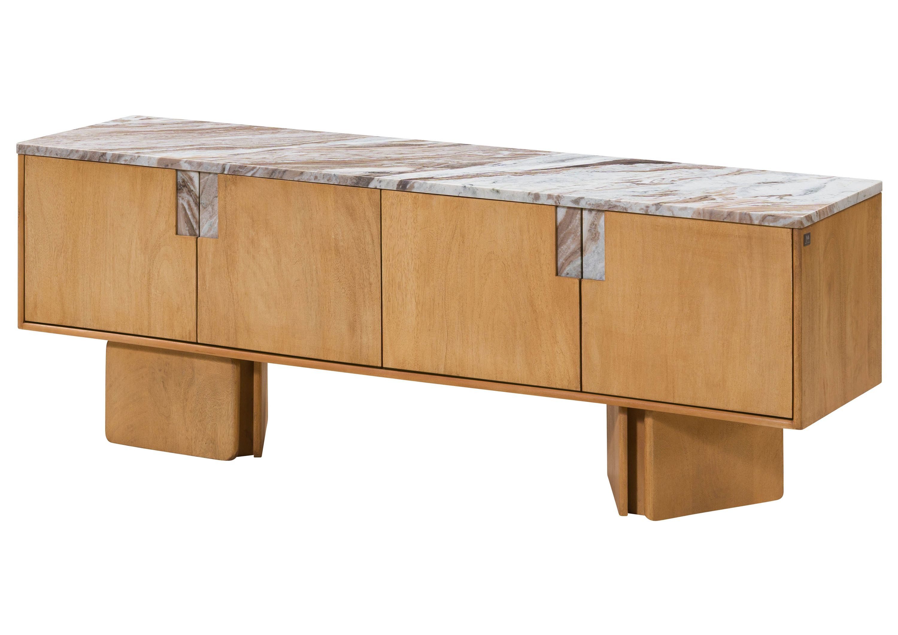 Massivmoebel24 TV-Board LUGANO Mango Massivholz beige (Massivholz teilmontiert 67 kg LUGANO #102), Mango 160x40x55 cm beige lackiert