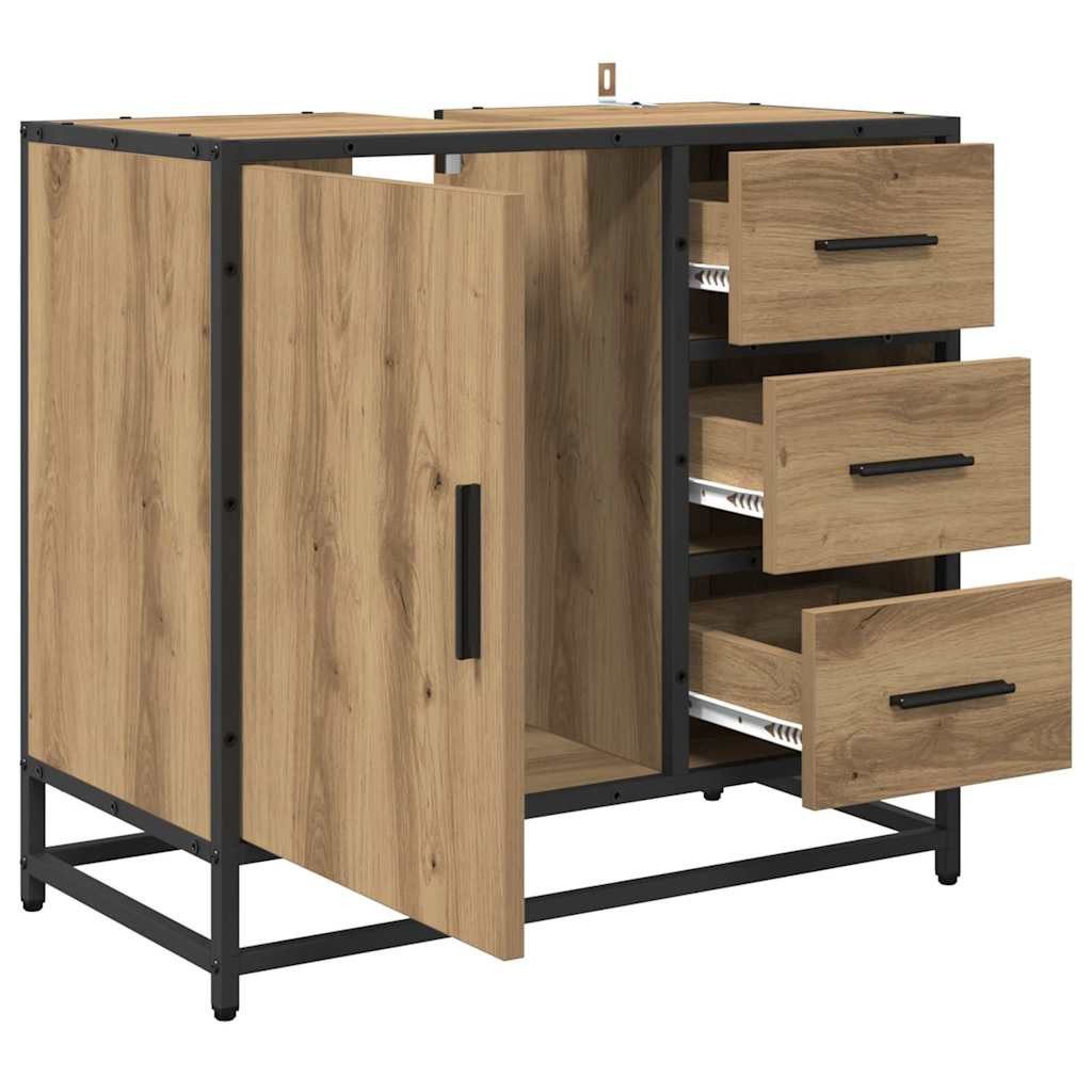vidaXL Badezimmer-Set Badezimmerschrank Artisan-Eiche 65 x 33 x 60 cm Holzwerkstoff, (1-St) – Bild 5 von 5