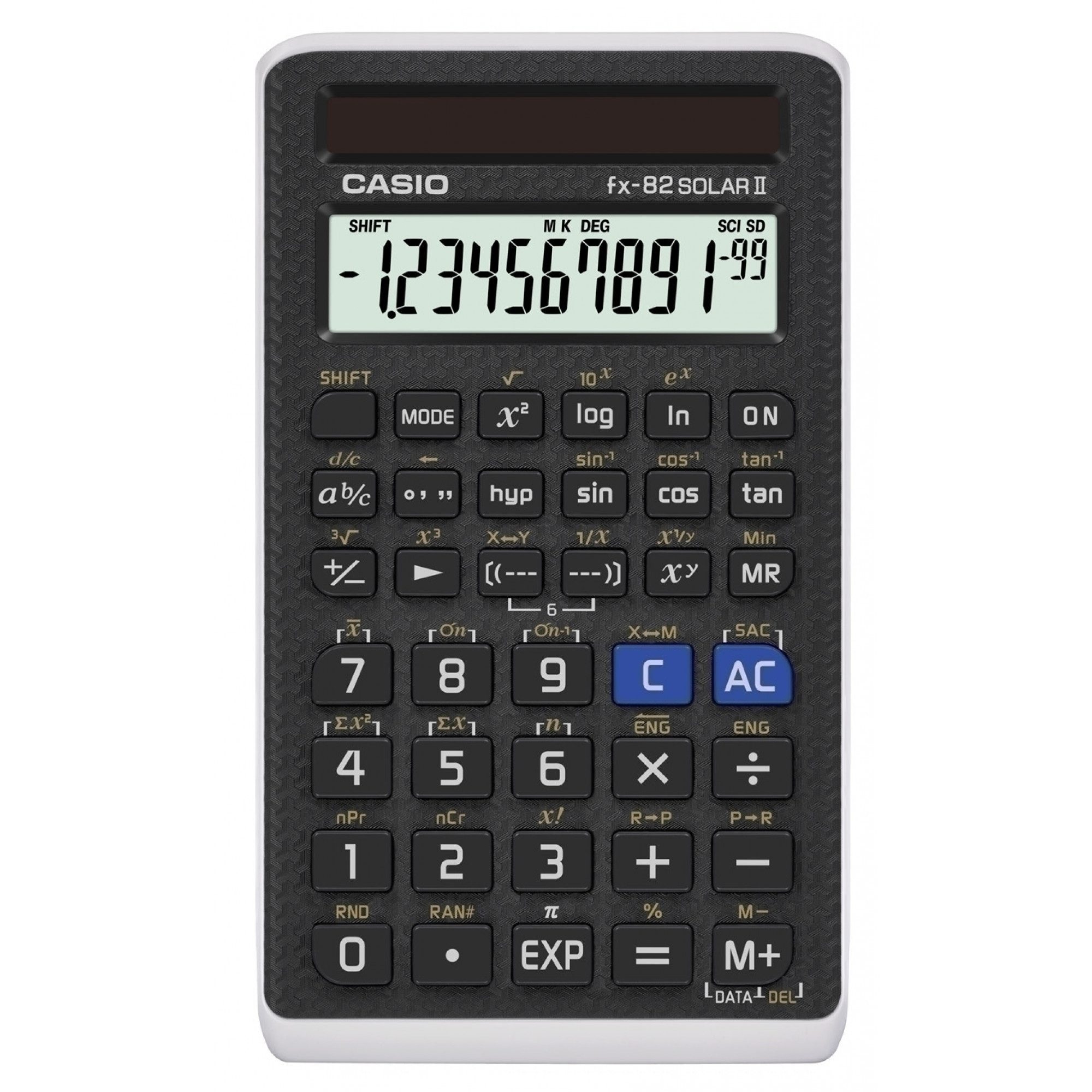 CASIO Taschenrechner Casio fx-82 Solar II inkl. WYNGS Schutztasche Dunkelgrau