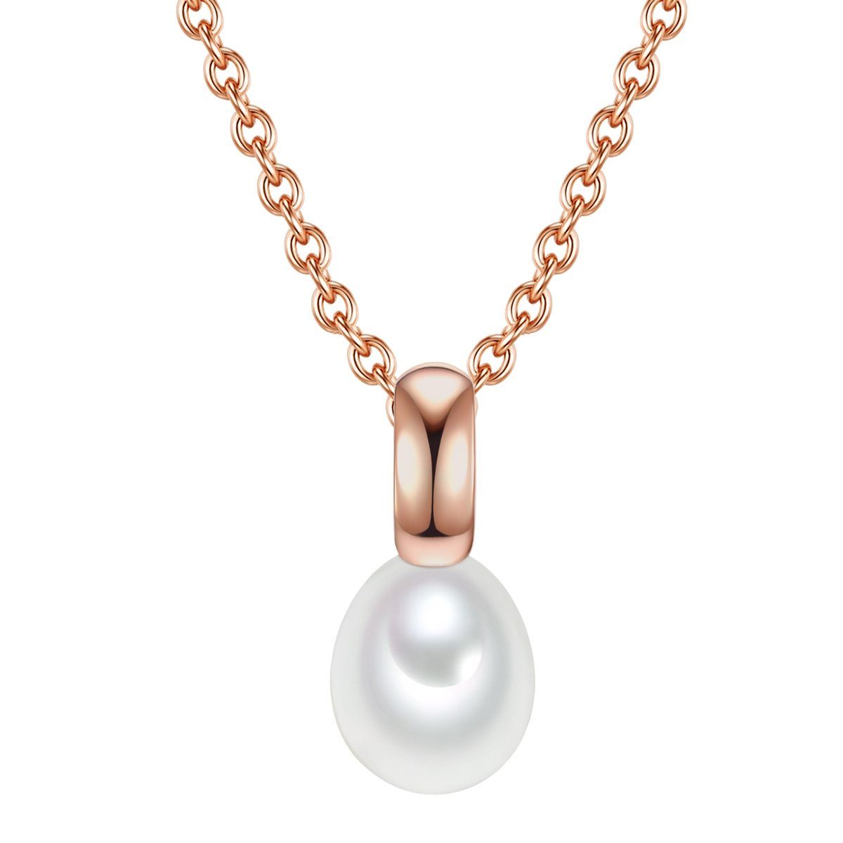 Valero Pearls Silberkette roségold, mit Süßwasser-Zuchtperlen günstig online kaufen