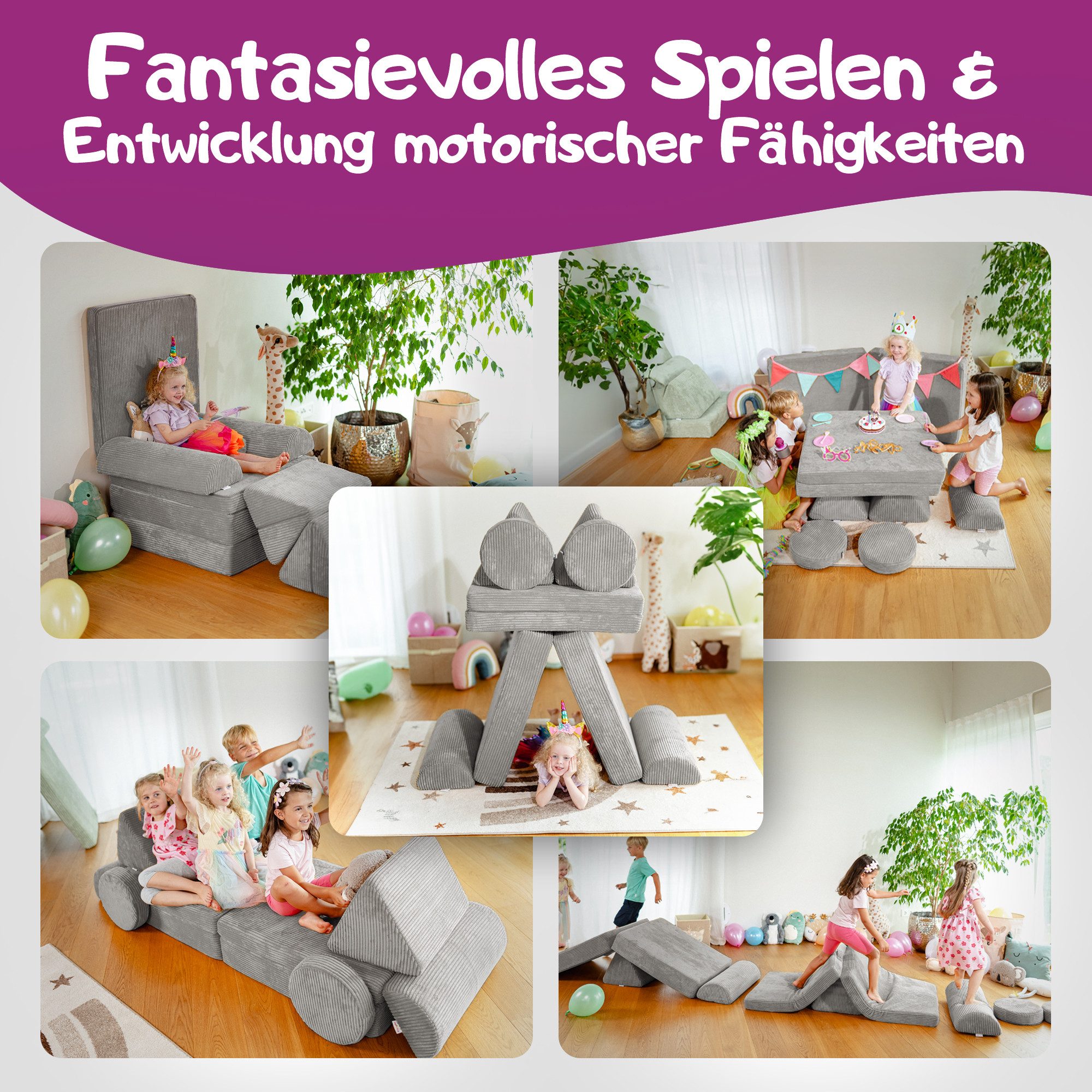 Linodino Kindersofa Spielsofa I Schaumstoff Stapelsteine günstig online kaufen
