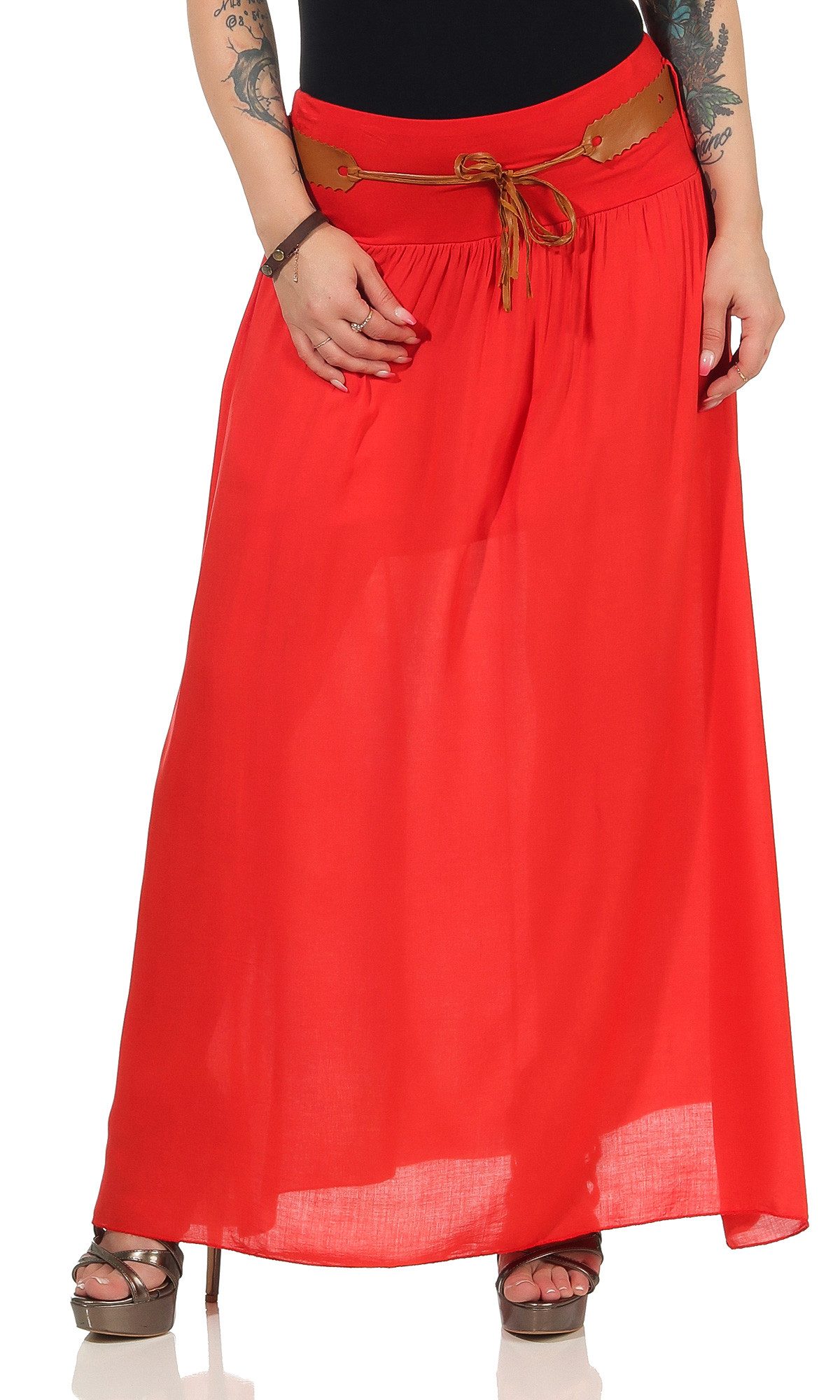 CLEO STYLE Maxirock Damen Rock 102 Rot günstig online kaufen