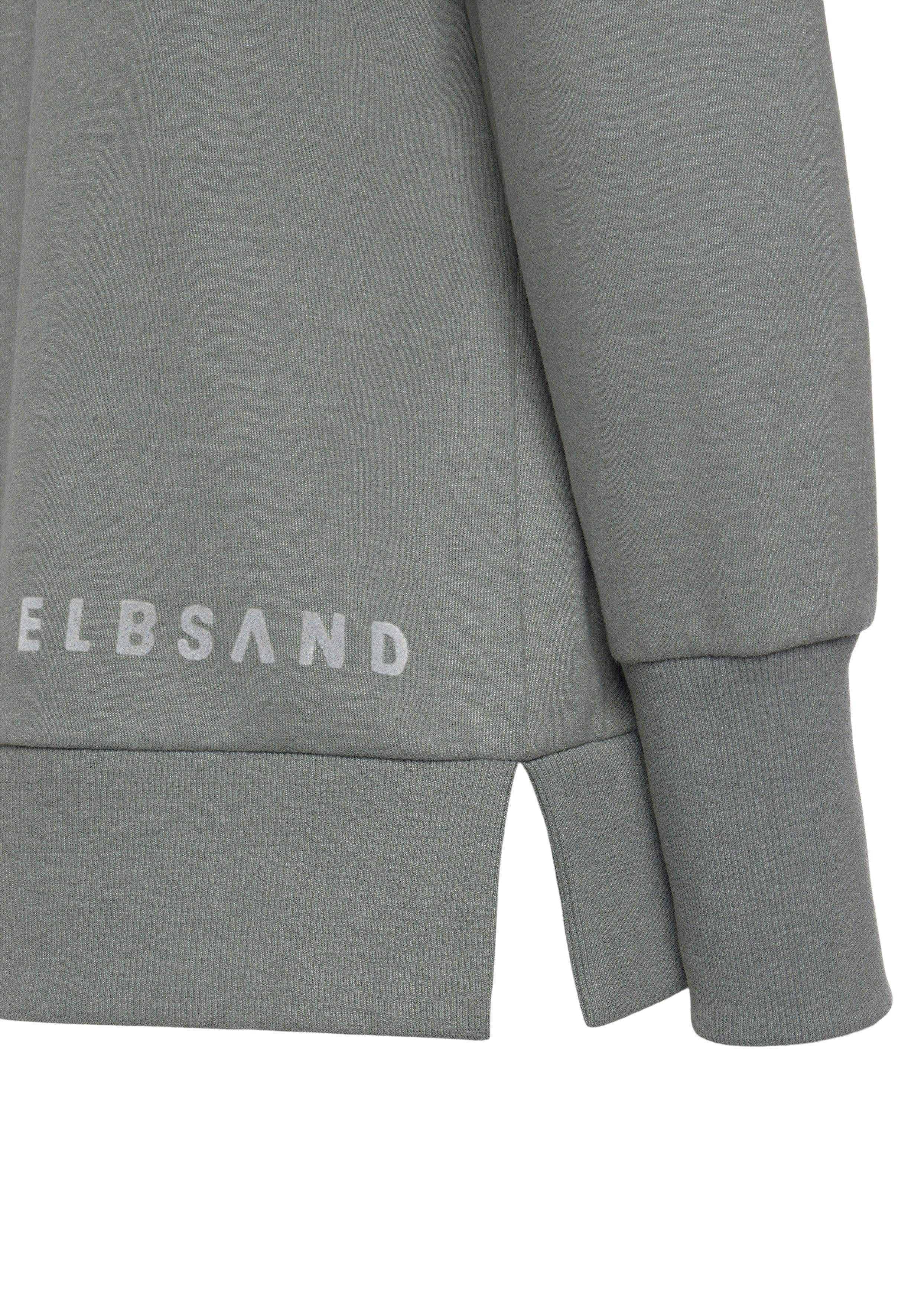 Elbsand Kapuzensweatshirt Svana mit Logoprint, bequemer Hoodie, seitliche Schlitze