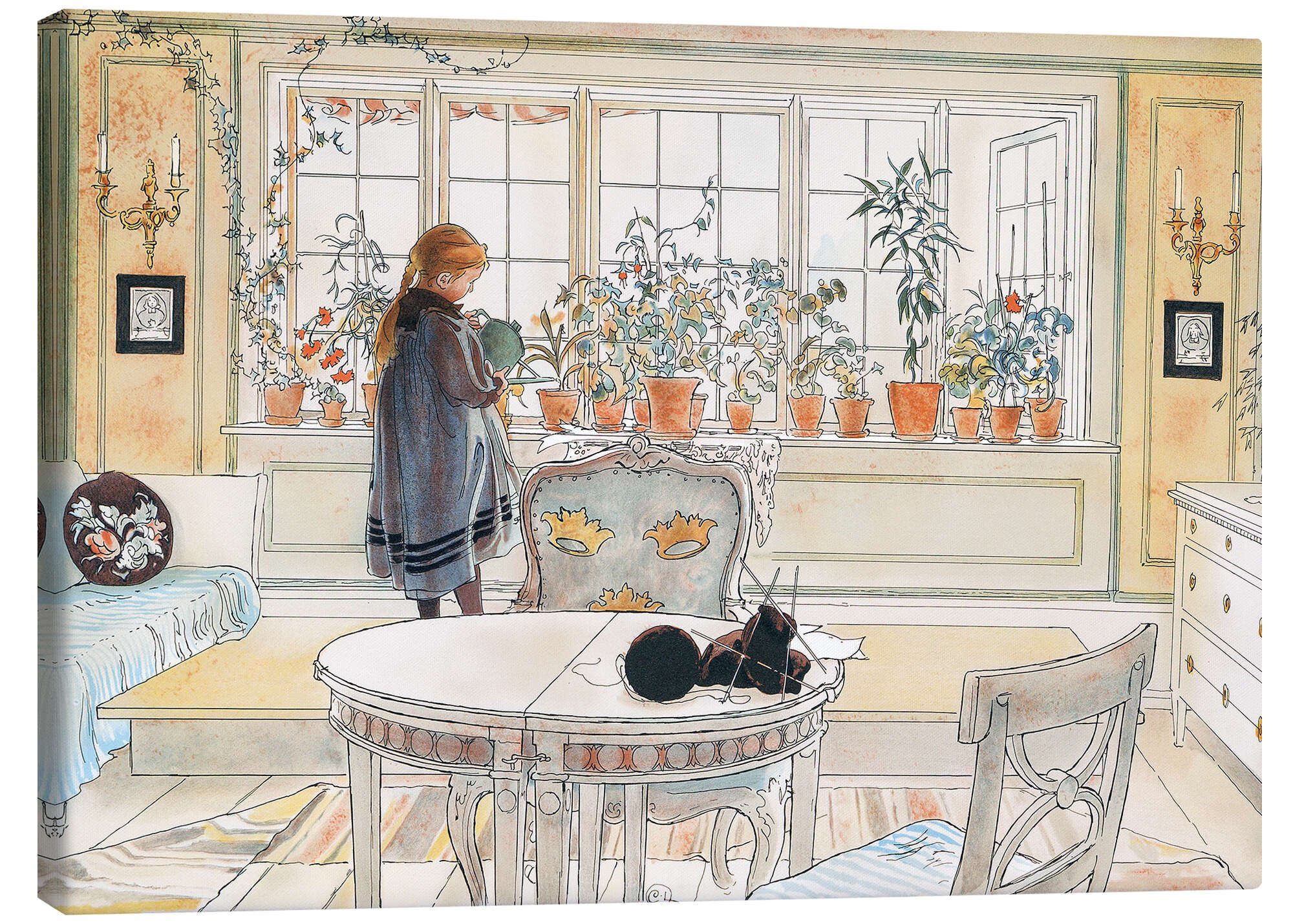 Posterlounge Wandbild Blumen auf der Fensterbank, Carl Larsson, erhältlich als Poster, Leinwandbild, Wandsticker oder Acrylglasbild