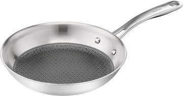 Tefal Bratpfanne Eternal Mesh Edelstahl Bratpfanne (24) cm mit Jamie Oliver Glasdeckel, Edelstahl 18/10 (Set, 2-tlg., Pfanne mit Glasdeckel), Geeignet für alle Herdarten, Kratzfeste Beschichtung