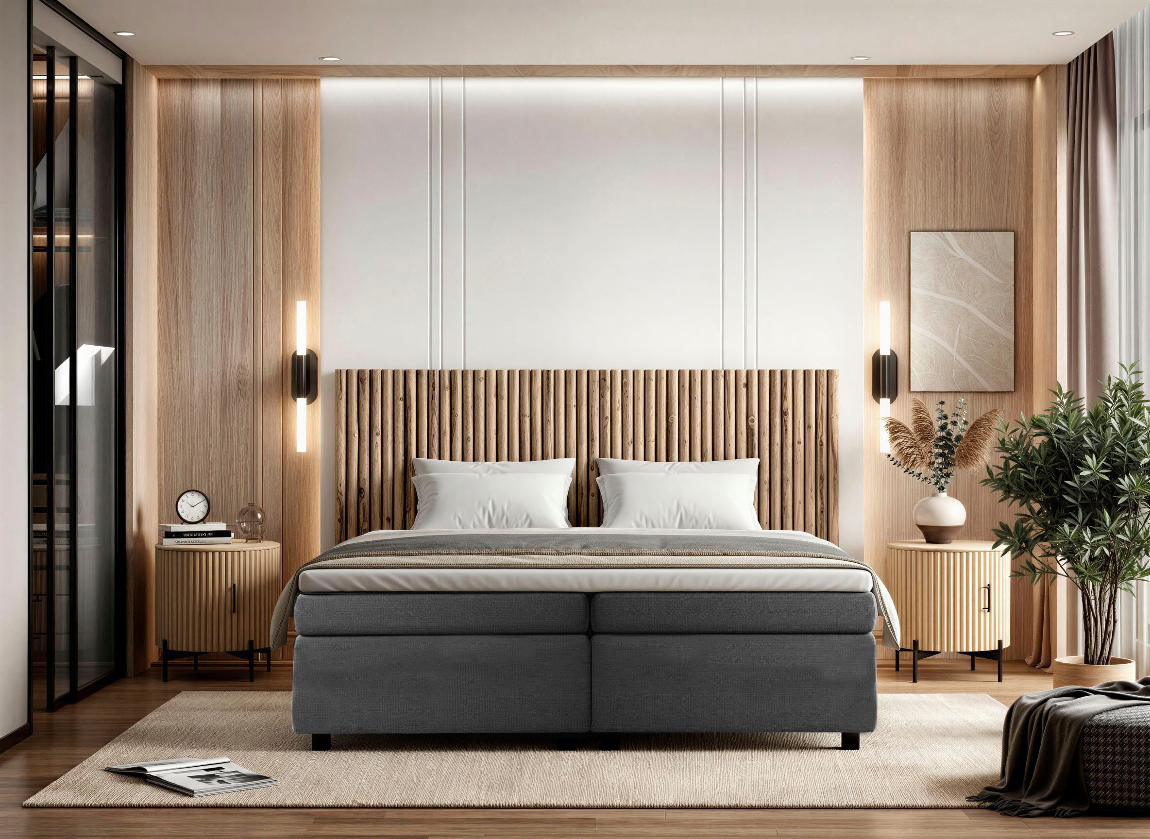 SIT Boxspringbett, Mit Kopfteil aus Ästen