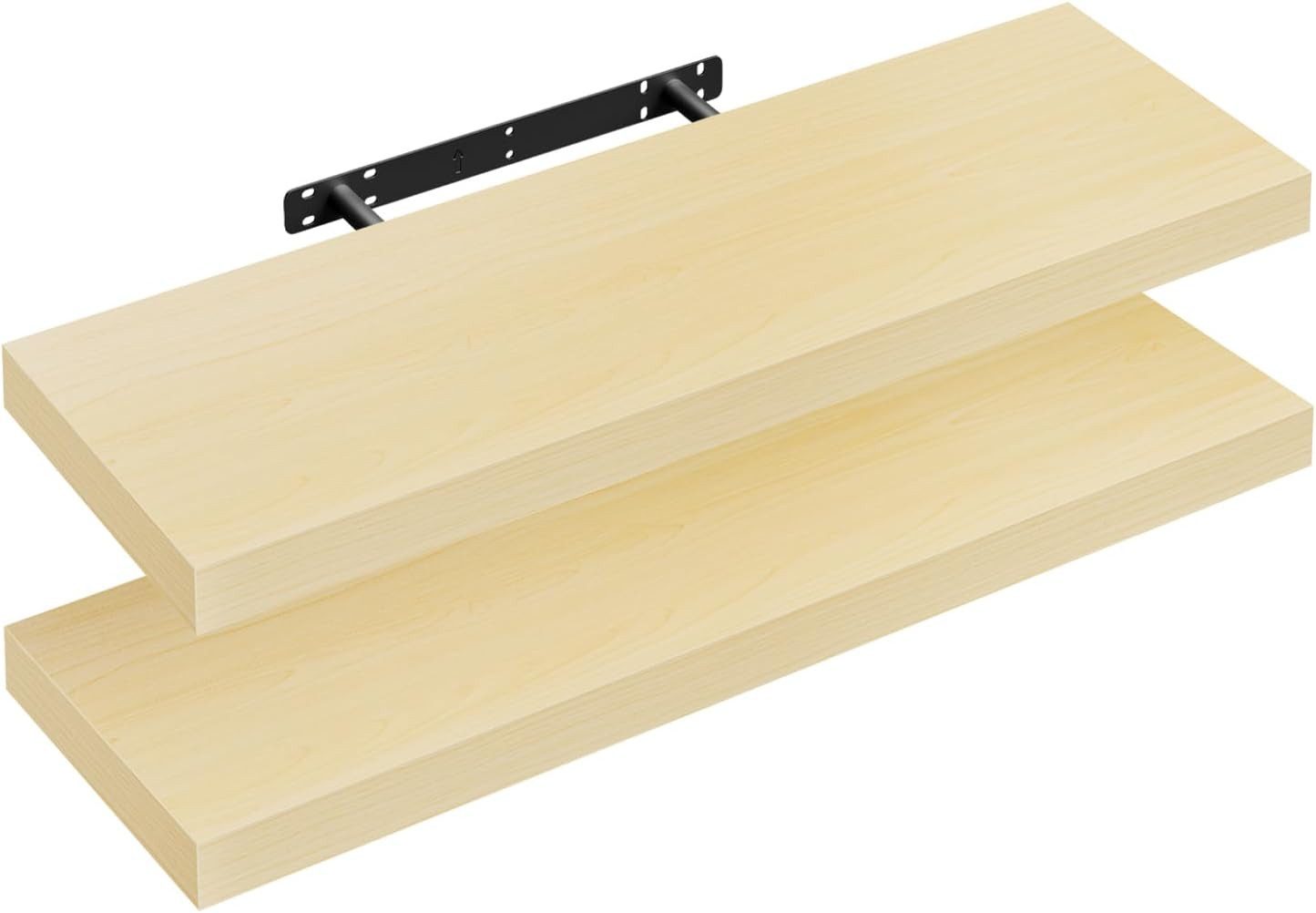 Woltu Wandregal, 2er-Set Wandboard CD DVD Regal Bücherregal Holz Board