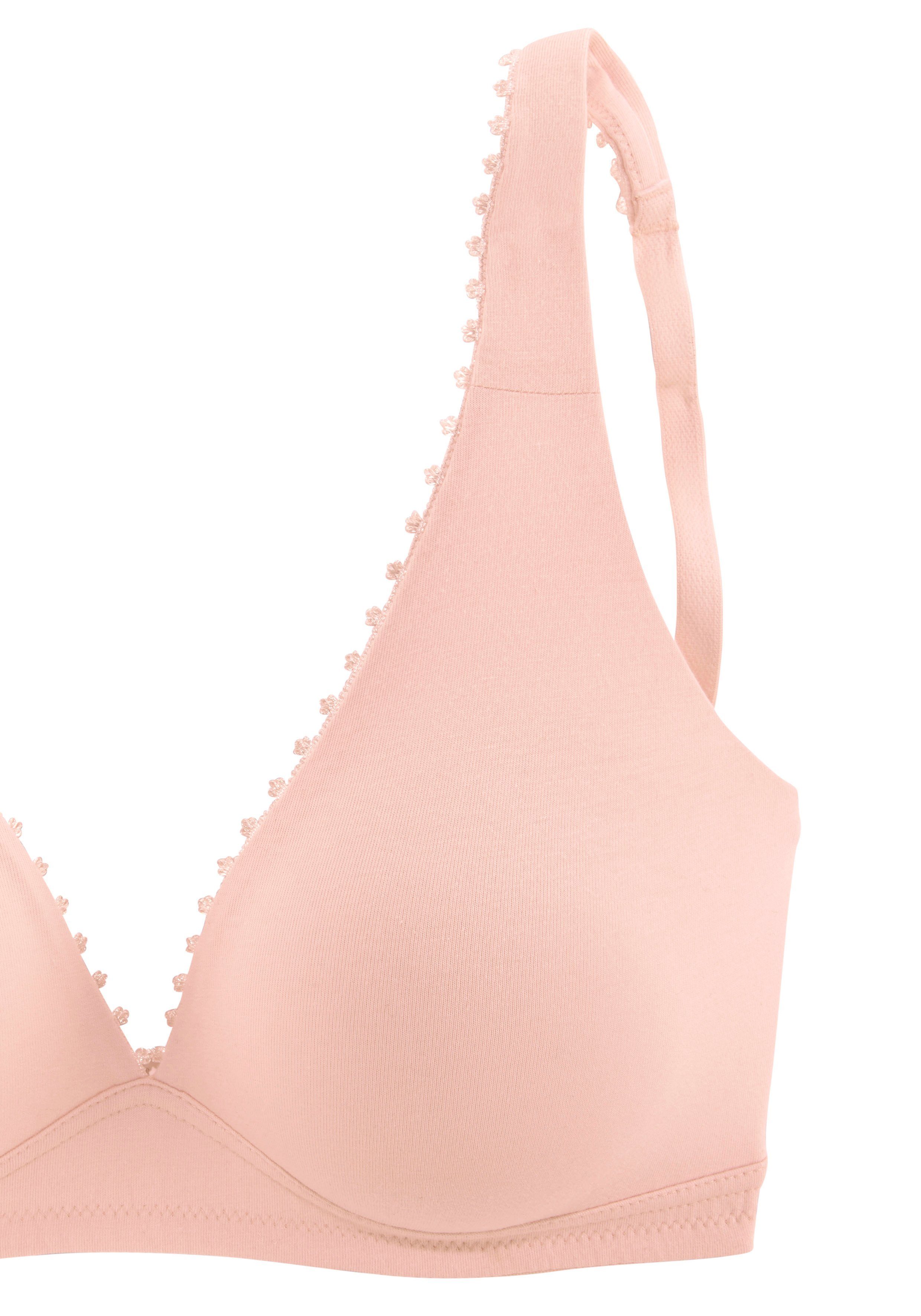 fleur Zierborte, High-Apex-Schnittform (Packung, rose+weiß mit Bügel ohne 2 Basic Stück) petite Bralette-BH Dessous in