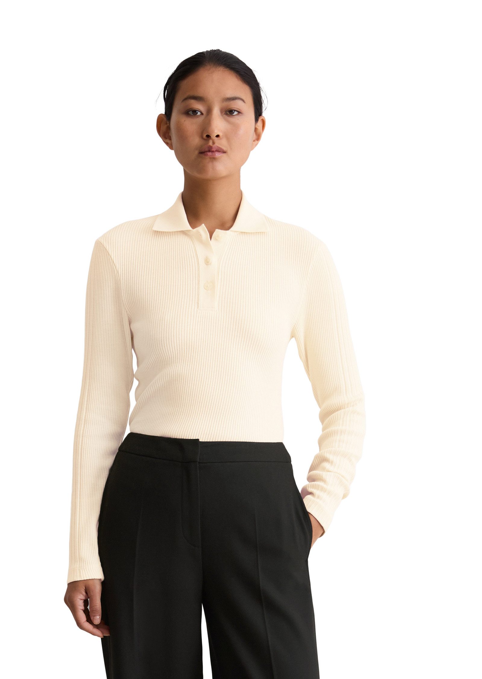 Marc O'Polo Langarm-Poloshirt aus Organic Cotton günstig online kaufen