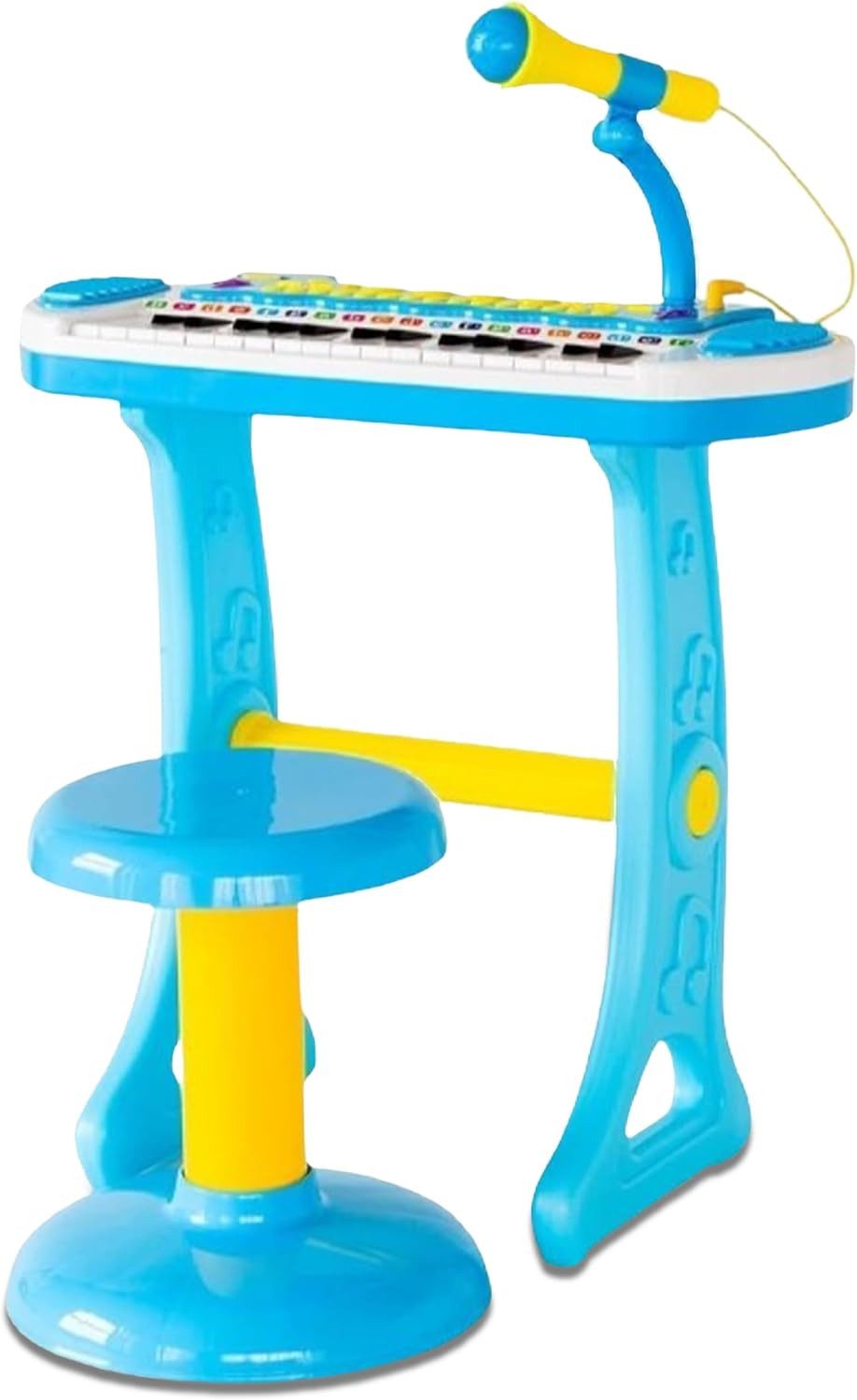 Best for Home Spielzeug-Musikinstrument Elektronisches Kinder-Keyboard mit Mikrofon & Hocker – Licht & Sound, (Kinder-Musikspielzeug / Keyboard-Set, 5 tlg., 1 Set), 31 Tasten, Licht- & Soundeffekte, Aufnahmefunktion, Karaoke-Mikrofon