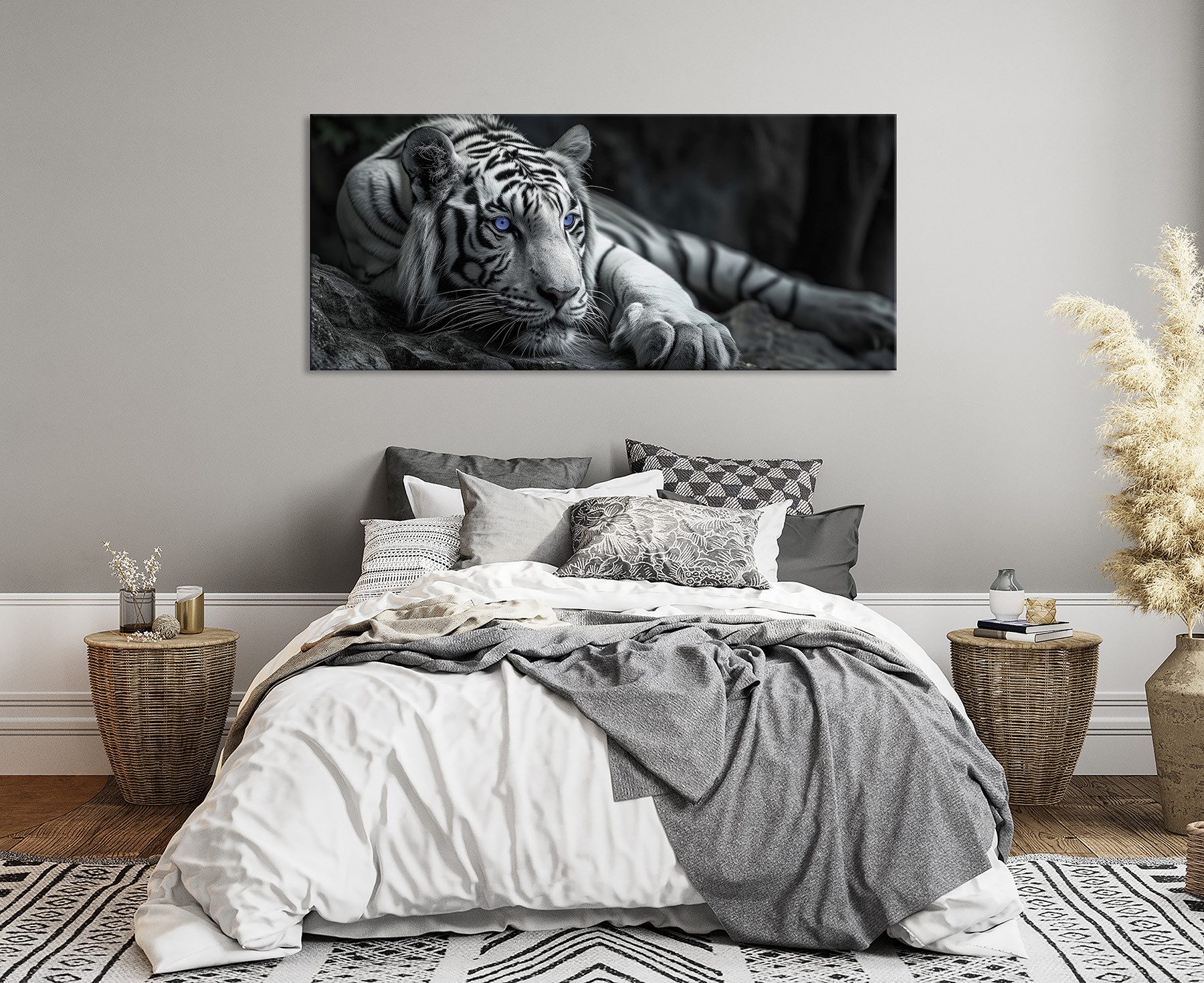 Bönninghoff Leinwandbild Wandbild TIGER XXL 60x140 cm – Leinwandbild Keilrahmen Deko modern, Raubkatzen, Tiere, Tiger, Wildtiere (1 St), auf Keilrahmen gespannt – Bild 2 von 5