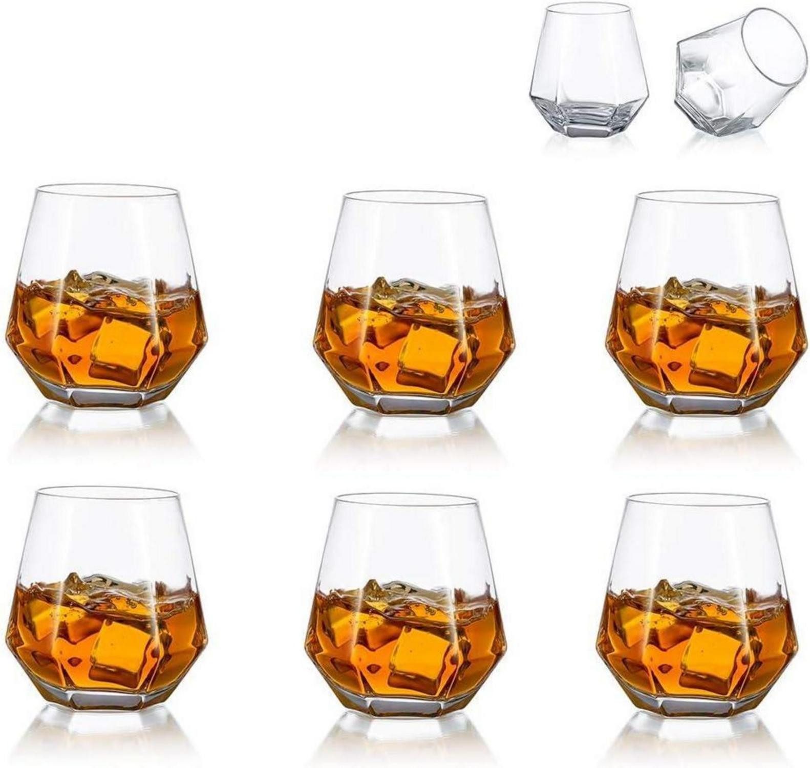 Whiskyglas Diamond Whisky Glasses 6er-Set Gekipptes Scotchglas 300 Ml Moderne
