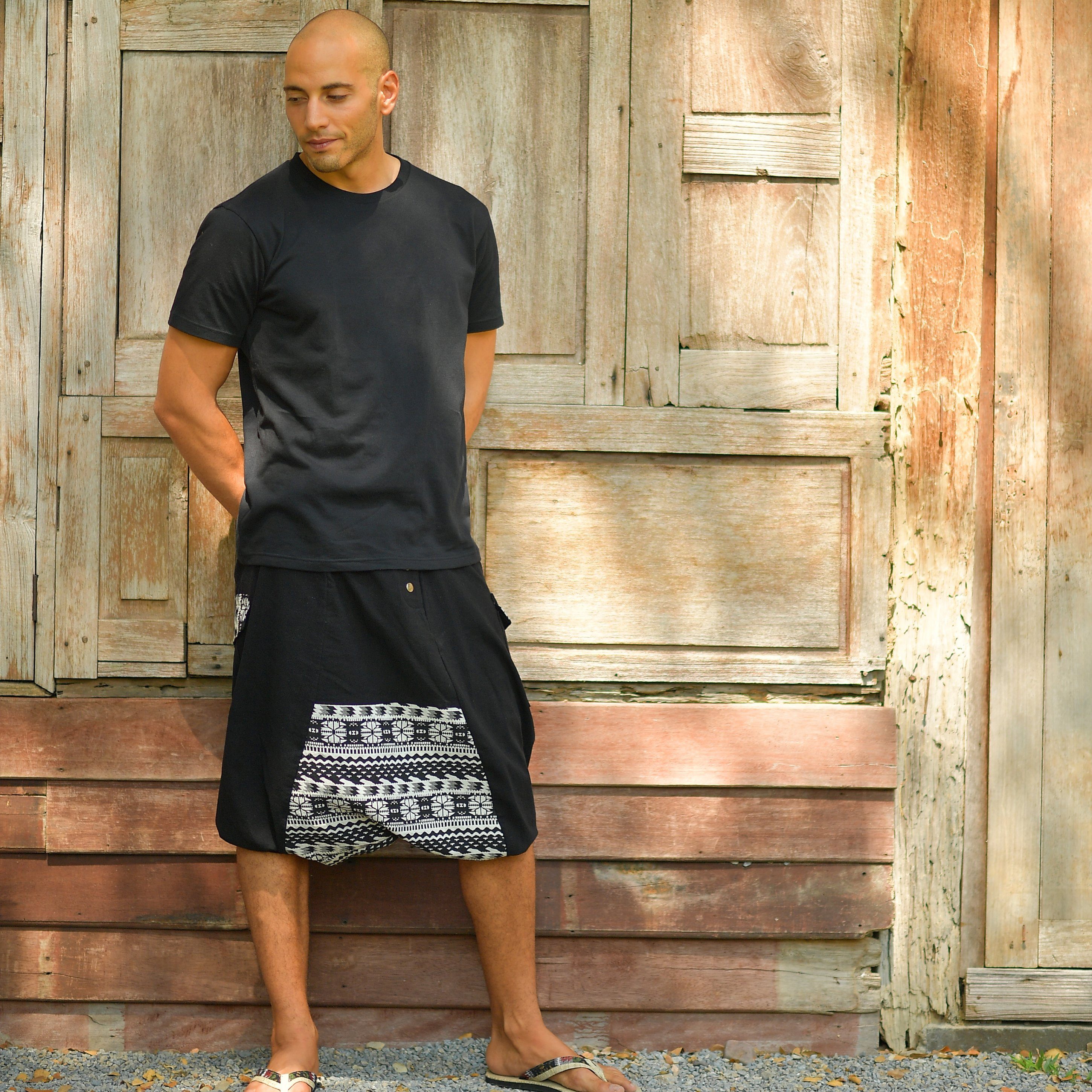 virblatt Shorts Haremshose Herren kurz & kurze Haremshose Damen, Unisex, Hippie 2 verschließbare Seitentaschen