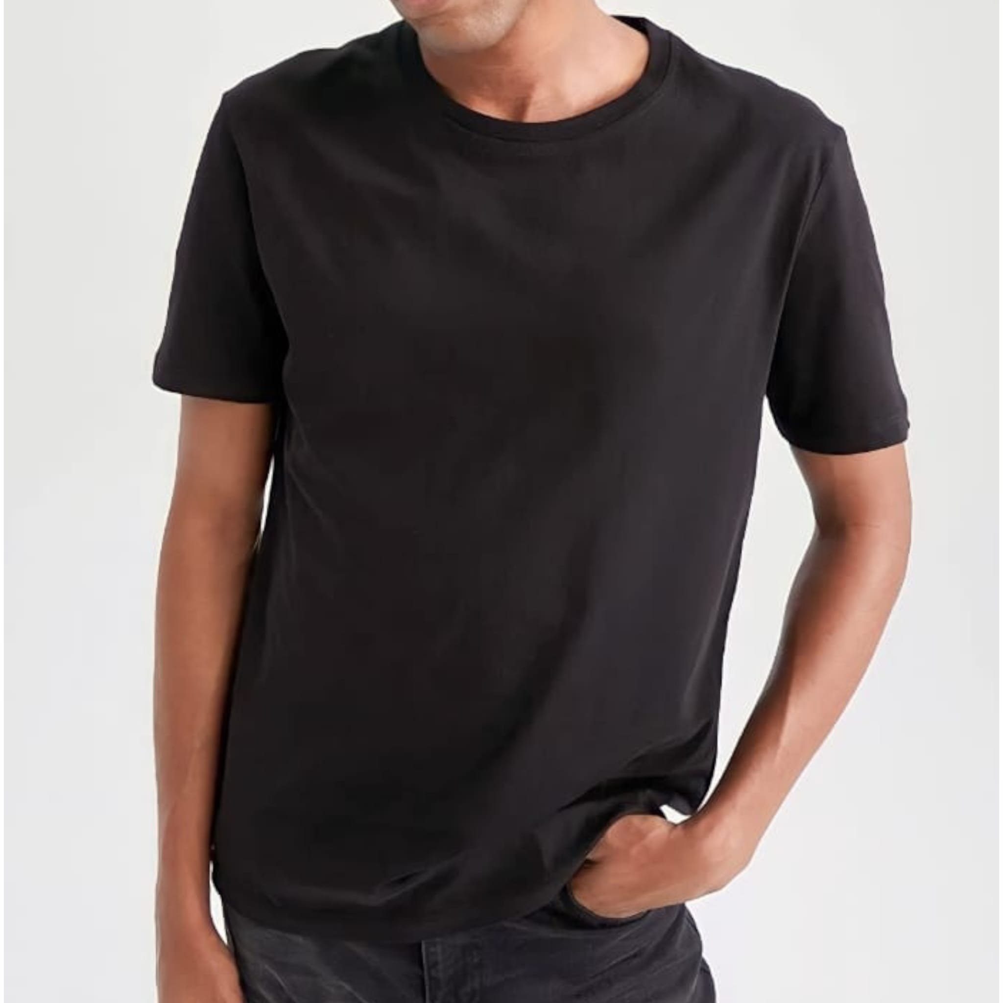 Modavitrini T-Shirt Herren Basic T-Shirt schwarz S M L XL XXL Kurzarm Shirt Baumwolle