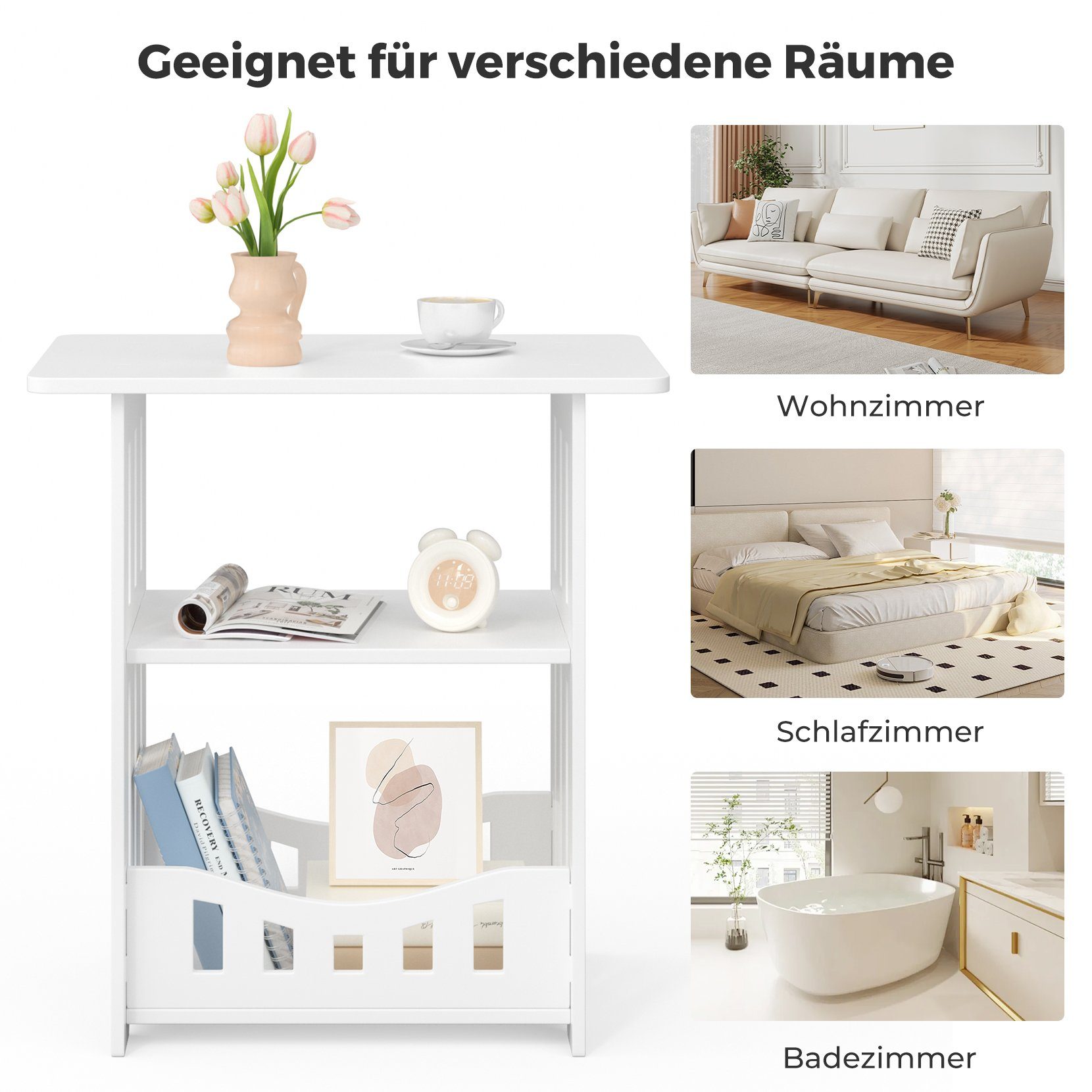 Dripex Beistelltisch rechteckig und weiß, mit abgerundeten Ecken – Bild 4 von 5