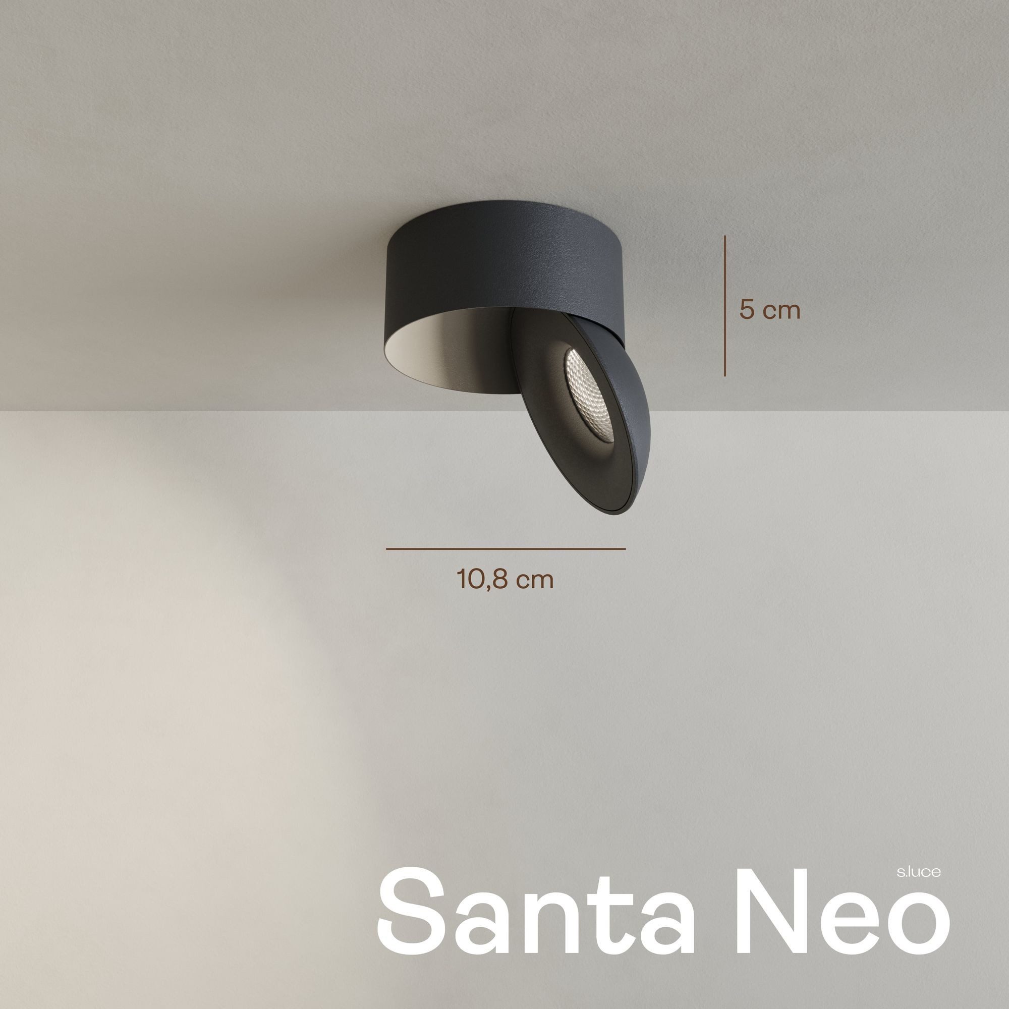 s.luce LED Deckenstrahler Santa Neo schwenkbar & dimmbar Gold/Schwarz, Neutralweiß