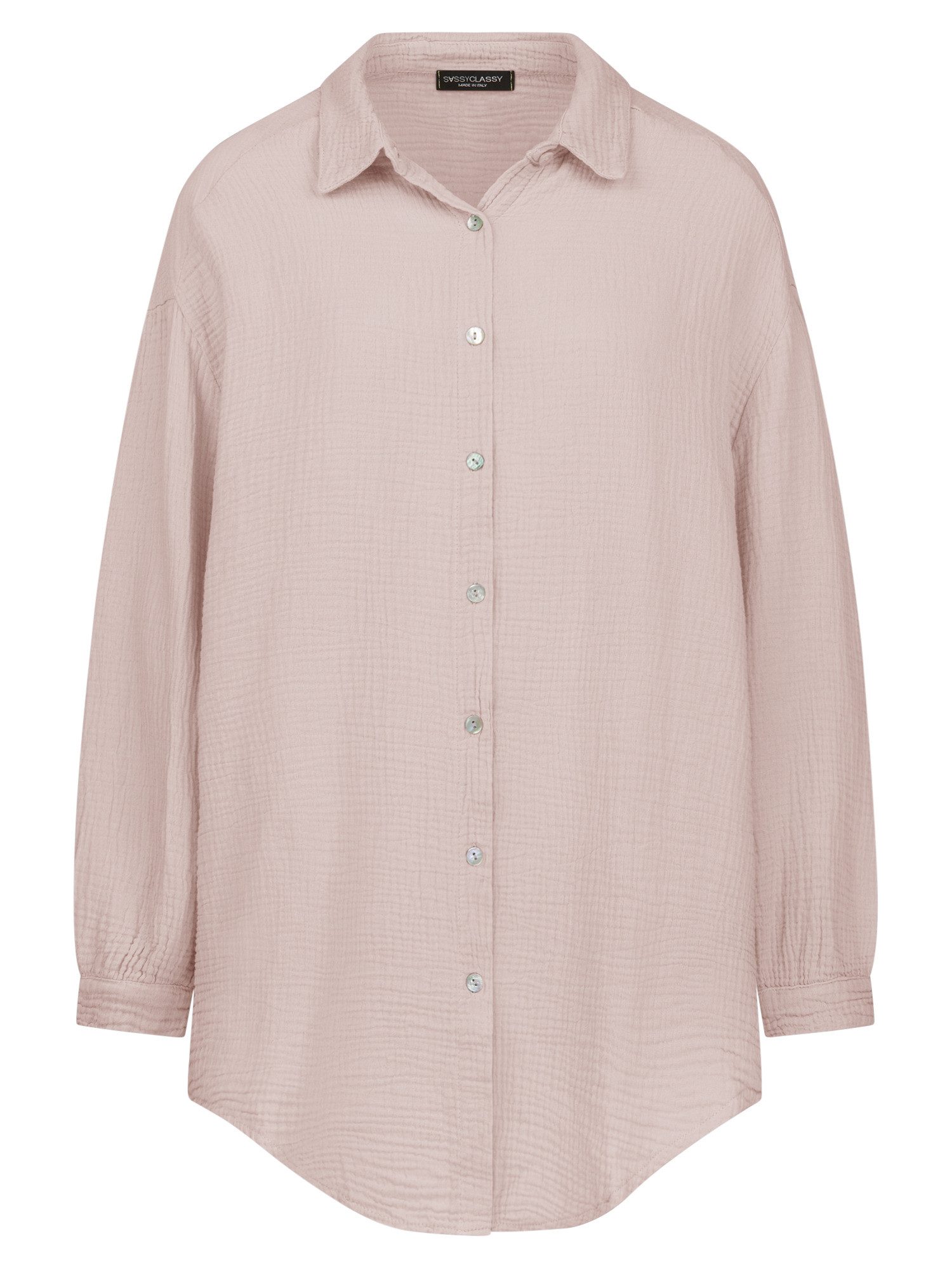 SASSYCLASSY Longbluse Oversize Musselin Bluse Damen günstig online kaufen