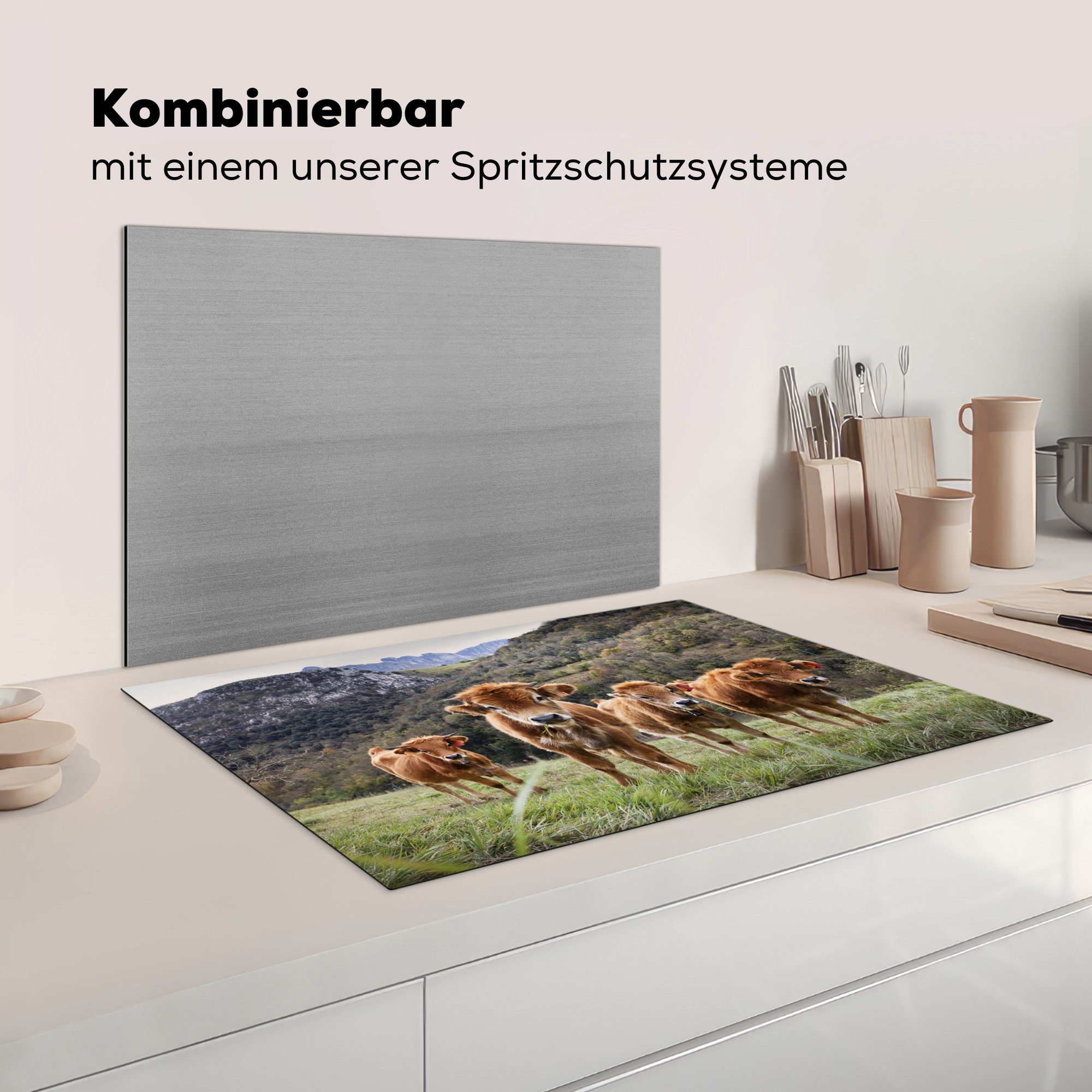 (1 von Vinyl, Eine die Induktionskochfeld MuchoWow Gruppe für küche, Ceranfeldabdeckung Herdblende-/Abdeckplatte Kälbern, cm, Schutz 81x52 tlg),