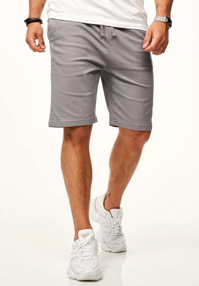 SOULSTAR Chinoshorts mit Gummibund & Tunnelzug - Kurze Hose für Herren Regular-Fit Sommershorts mit Elasthan-Anteil Bermuda & Zipper-Tasche