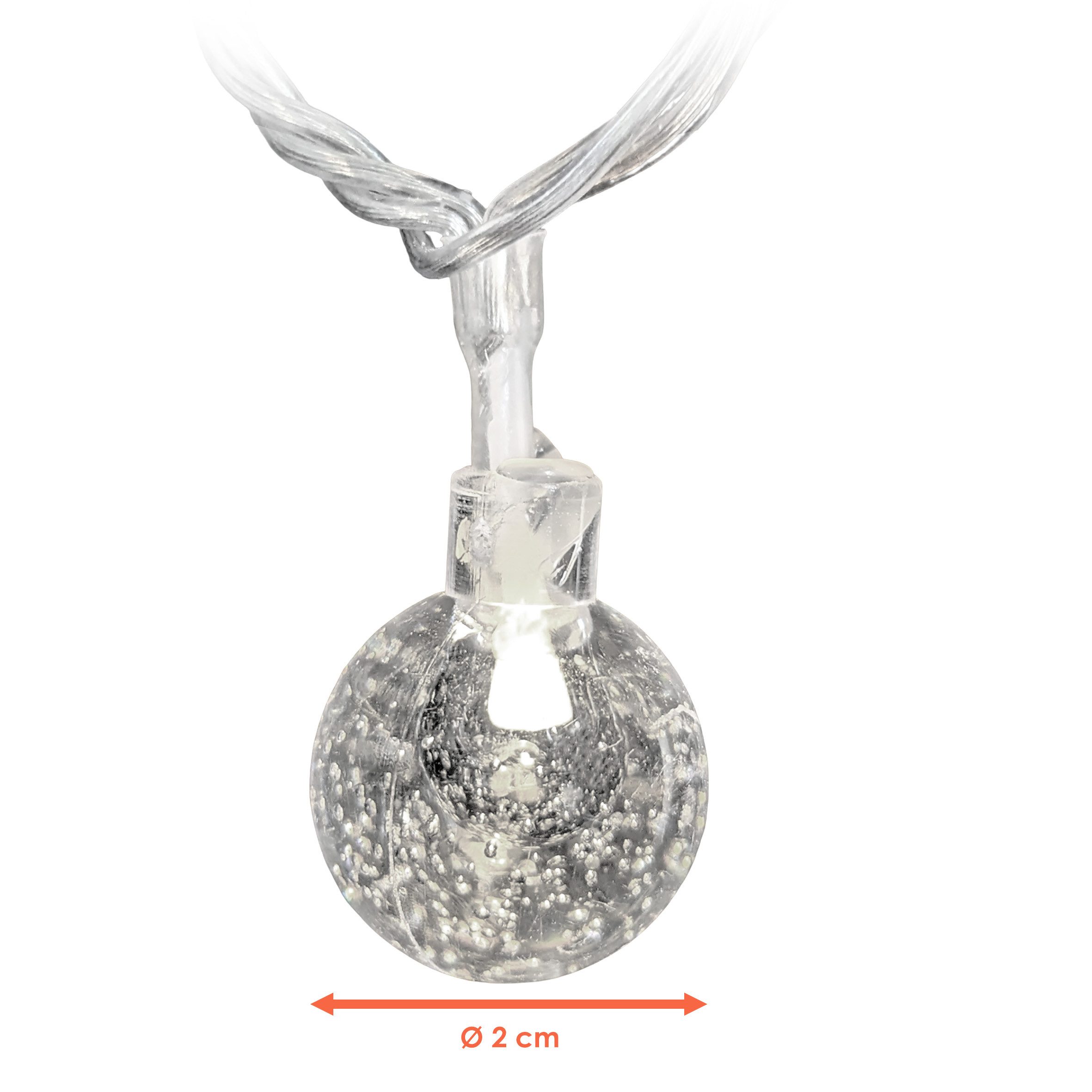 Spetebo LED-Lichterkette mit 50 mini Kristall Kugeln für Außen - 490 cm, 50-flammig, Garten Deko Beleuchtung warm weiß mit Stecker