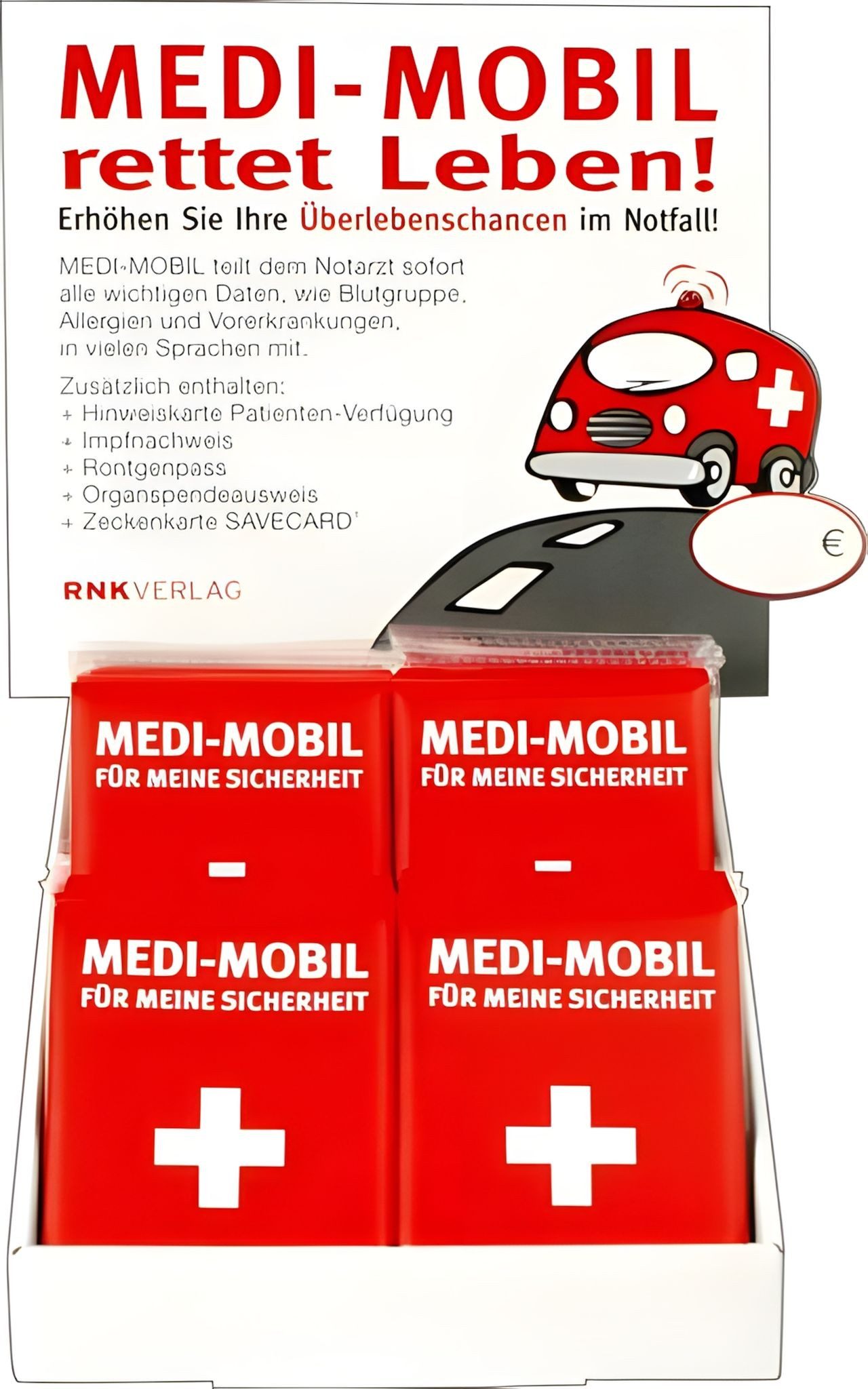 RNK Formularblock RNK Notfall-Informations-Set MEDI-MOBIL mit Inhalt DIN A7 rot