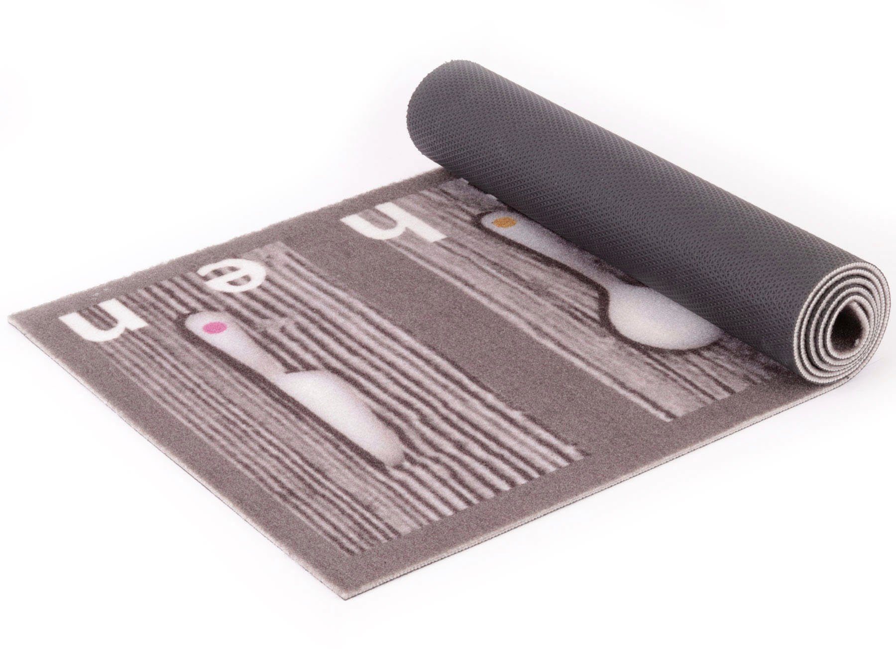 Primaflor-Ideen in Textil Küchenläufer KITCHEN, Made in Belgium, rechteckig, Höhe: 5 mm, mit Schriftzug & Motiv Besteck, rutschhemmend, waschbar, Küche