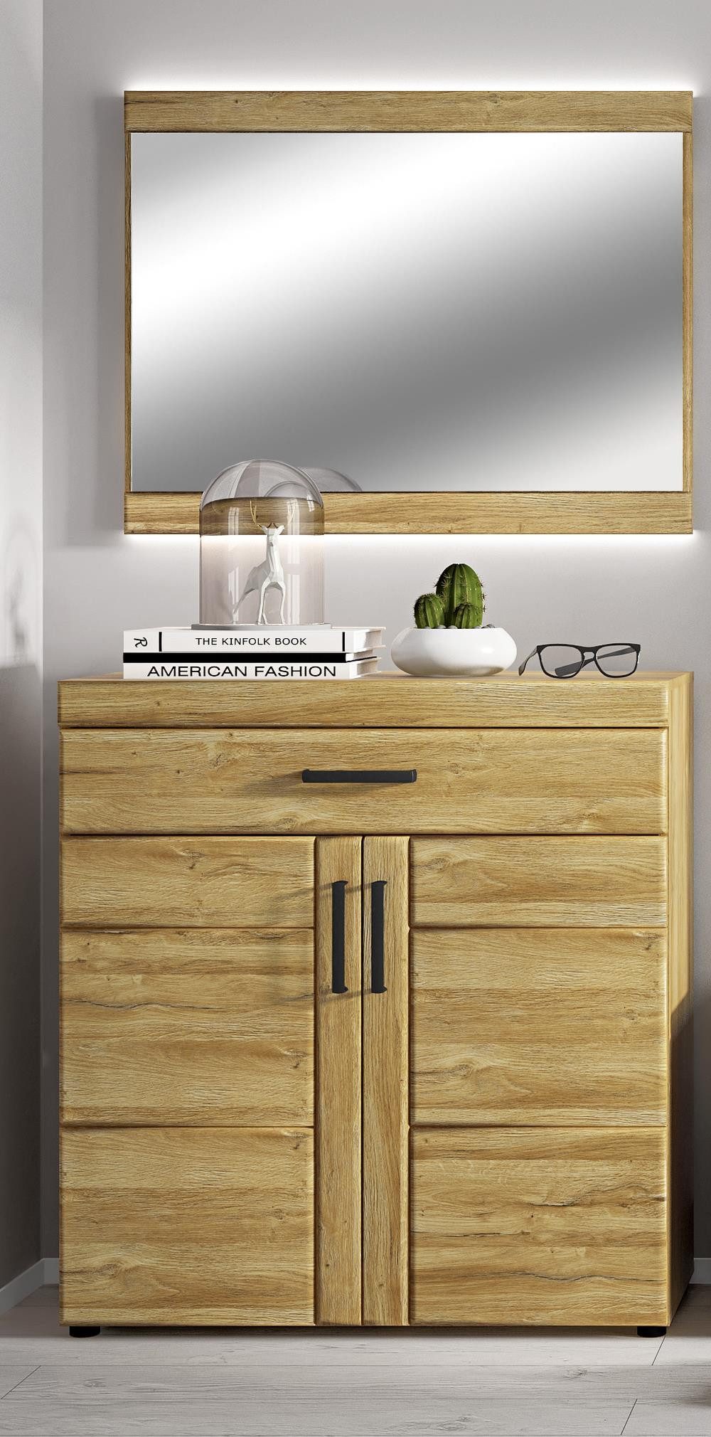 freiraum Garderoben-Set Cortina, (2-teilig), (2-teilig) Grandson Eiche - 93x190x38 BxHxT